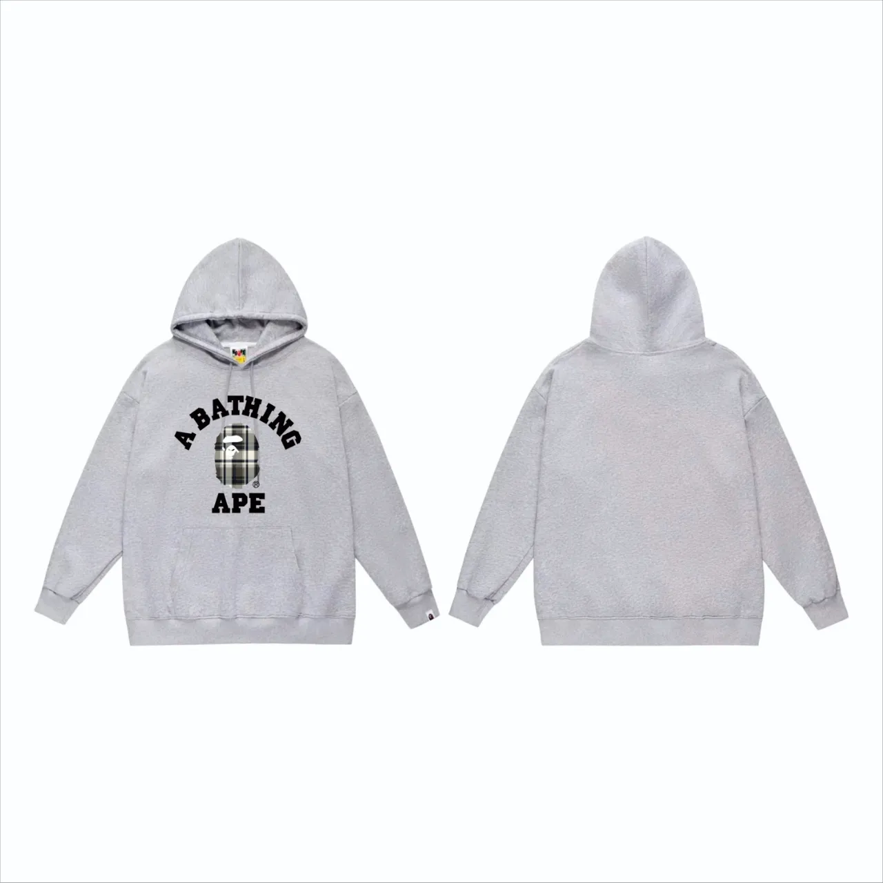 P160 model number SC823# terry 80 plus velvet 90 (top version) BAPE plaid letter pattern printed hooded sweatshirt Made of 380g large terry (drop shoulder large version) fabric, soft texture and no pilling Imported environmentally friendly printing glue The pattern is bright and three-dimensional Quality 💥Same style for men and women The upper body is trendy Color: Black White Gray Size: S M L XL XXL