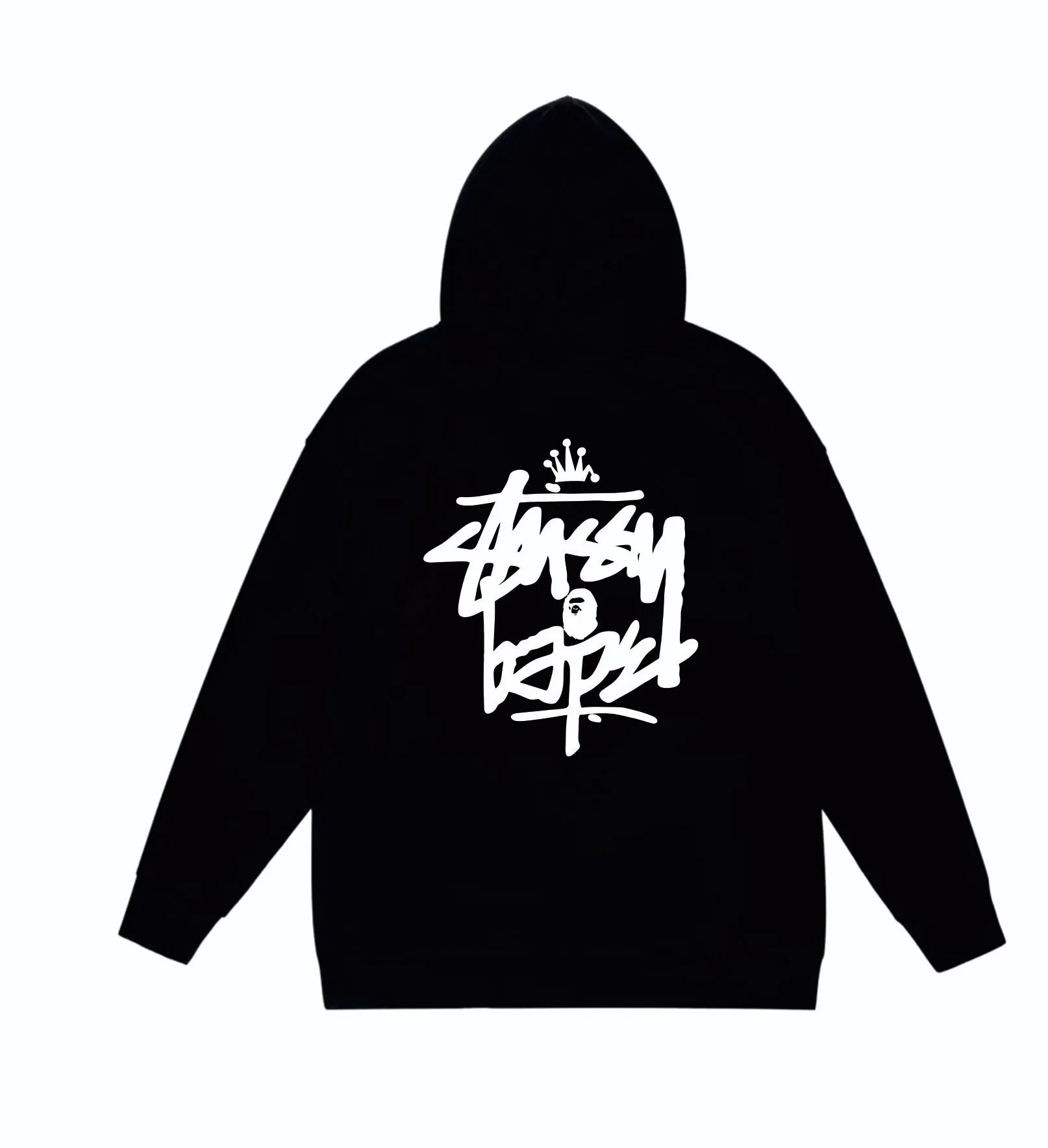 P160 model number SC808# terry 80 plus velvet 90 (top version) BAPE×STUSSY co-branded Stussy letter printed hooded sweatshirt. Made of 380g large terry (drop shoulder large version) fabric, soft texture and no pilling. Imported environmentally friendly printing glue. Bright and three-dimensional pattern. Quality💥Same style for men and women. The upper body is trendy. Color: black and white, white and black, gray and black, black and yellow, white and yellow, gray and yellow, black and red, white and red. Gray red Size: S M L XL XXL