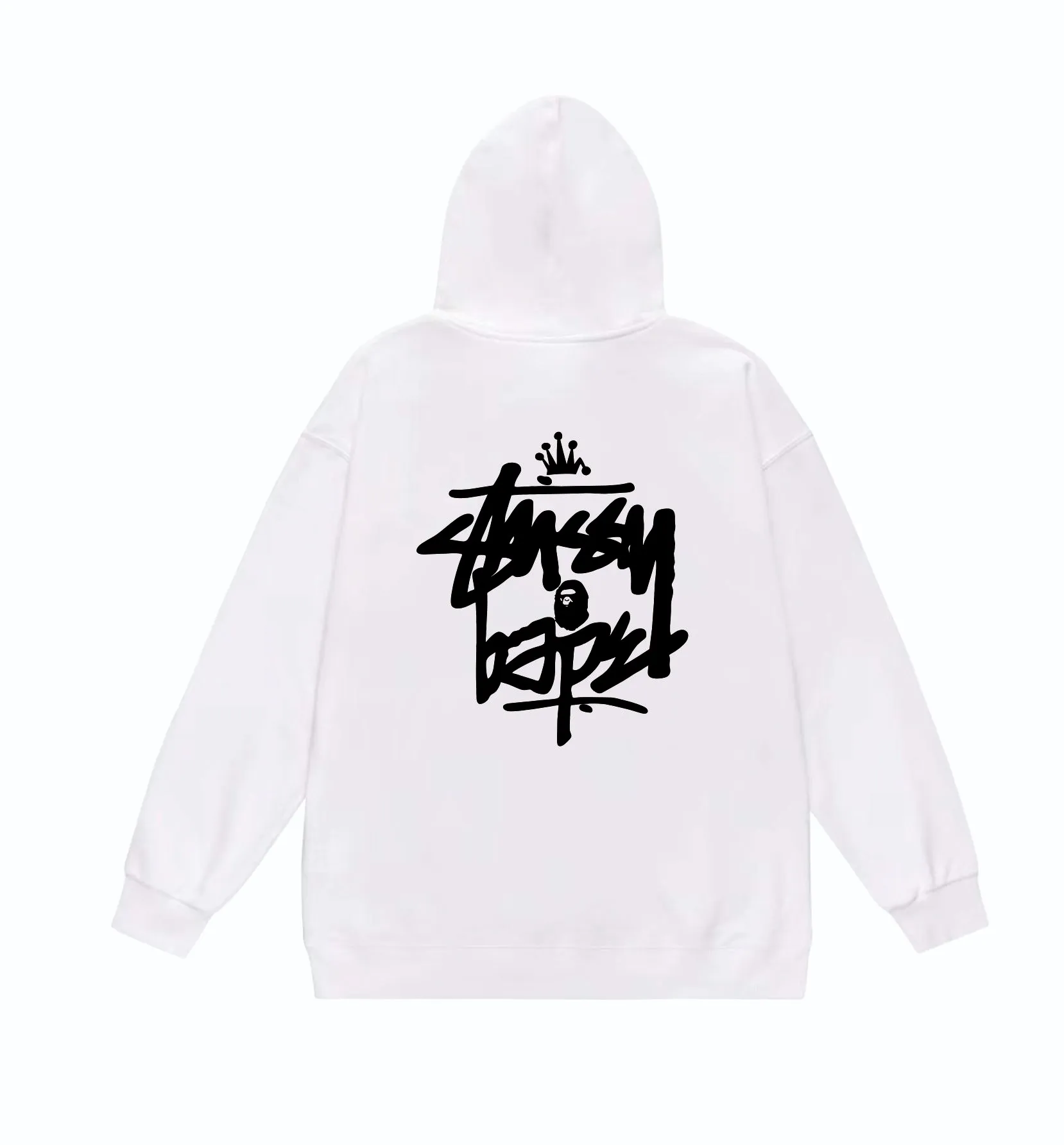P160 model number SC808# terry 80 plus velvet 90 (top version) BAPE×STUSSY co-branded Stussy letter printed hooded sweatshirt. Made of 380g large terry (drop shoulder large version) fabric, soft texture and no pilling. Imported environmentally friendly printing glue. Bright and three-dimensional pattern. Quality💥Same style for men and women. The upper body is trendy. Color: black and white, white and black, gray and black, black and yellow, white and yellow, gray and yellow, black and red, white and red. Gray red Size: S M L XL XXL