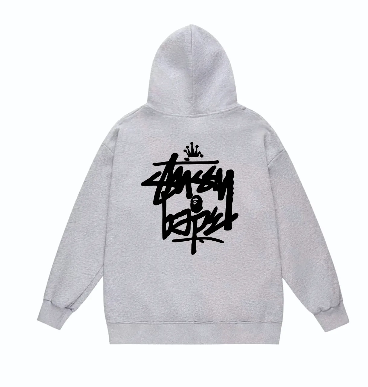 P160 model number SC808# terry 80 plus velvet 90 (top version) BAPE×STUSSY co-branded Stussy letter printed hooded sweatshirt. Made of 380g large terry (drop shoulder large version) fabric, soft texture and no pilling. Imported environmentally friendly printing glue. Bright and three-dimensional pattern. Quality💥Same style for men and women. The upper body is trendy. Color: black and white, white and black, gray and black, black and yellow, white and yellow, gray and yellow, black and red, white and red. Gray red Size: S M L XL XXL