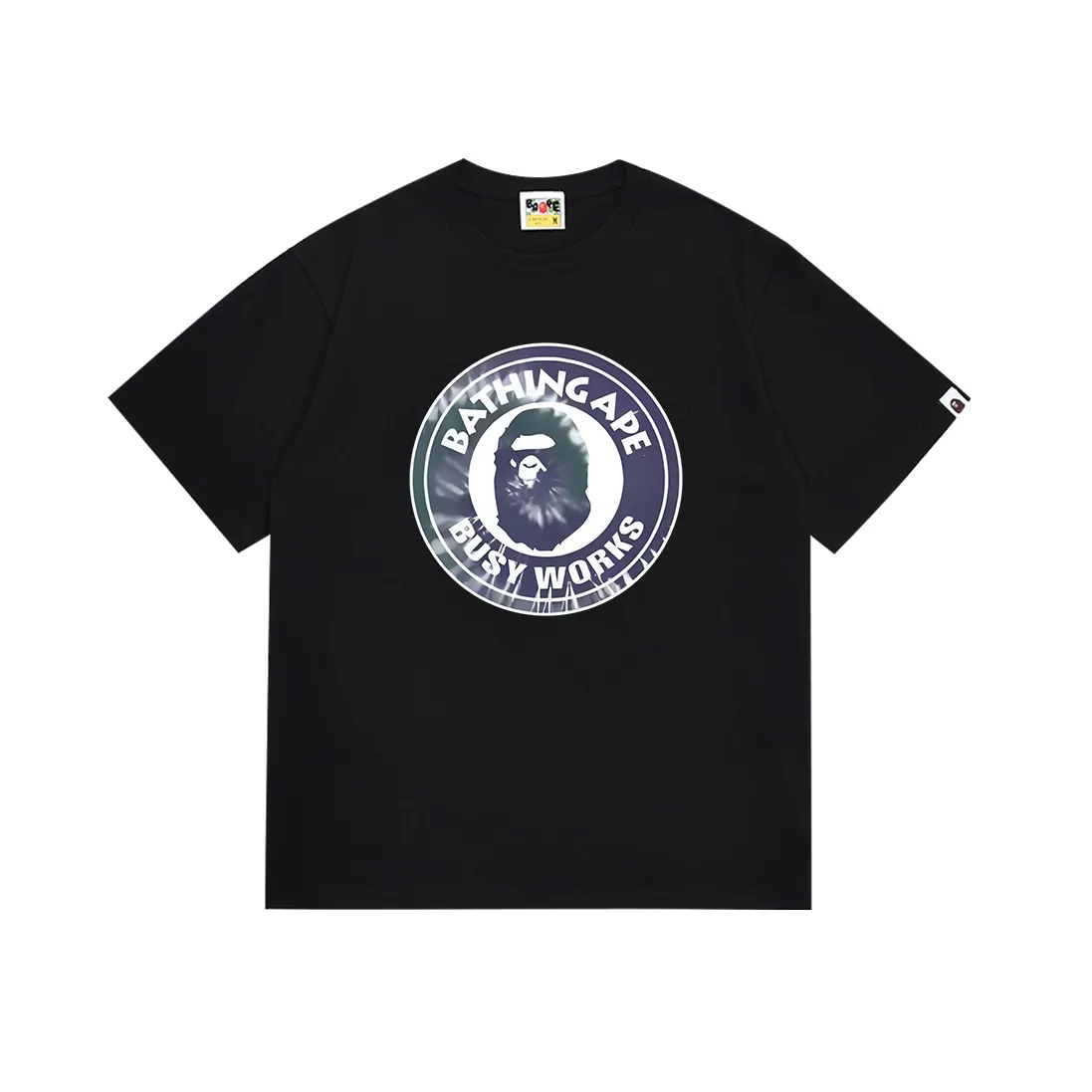 SC078#p110💰 (Top version) BAPE tie-dye ape head letter medallion printed short-sleeved T-shirt Made of 260 grams of high-quality high-weave pure cotton fabric, double yarn combed, soft texture and no pilling Imported environmentally friendly printing glue, bright and three-dimensional pattern, quality 💥Same style for men and women, the upper body is fashionable Color: black white Size: S M L XL XXL