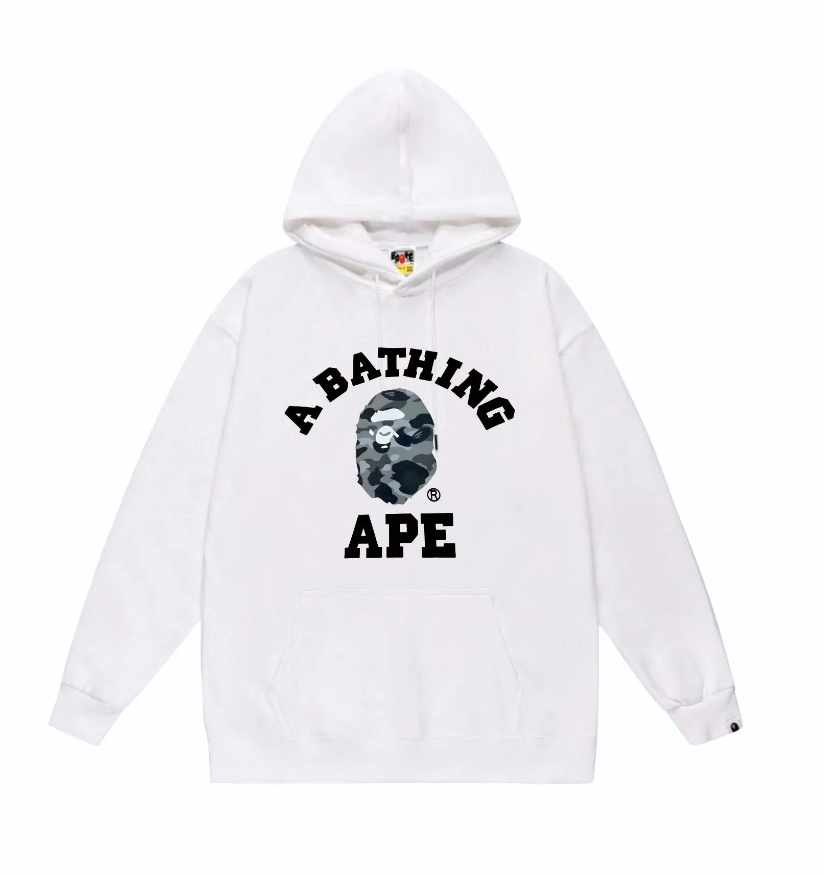 P160 model number SC851# terry 80 plus velvet 90 (top version) BAPE honeycomb camouflage letter ape head print pattern hooded sweatshirt Made of 380 grams of large terry (drop shoulder large version) fabric, soft texture and no pilling Imported environmentally friendly printing glue The pattern is bright and three-dimensional Quality 💥Same style for men and women The upper body is trendy Color: black white gray Size: S M L XL XXL