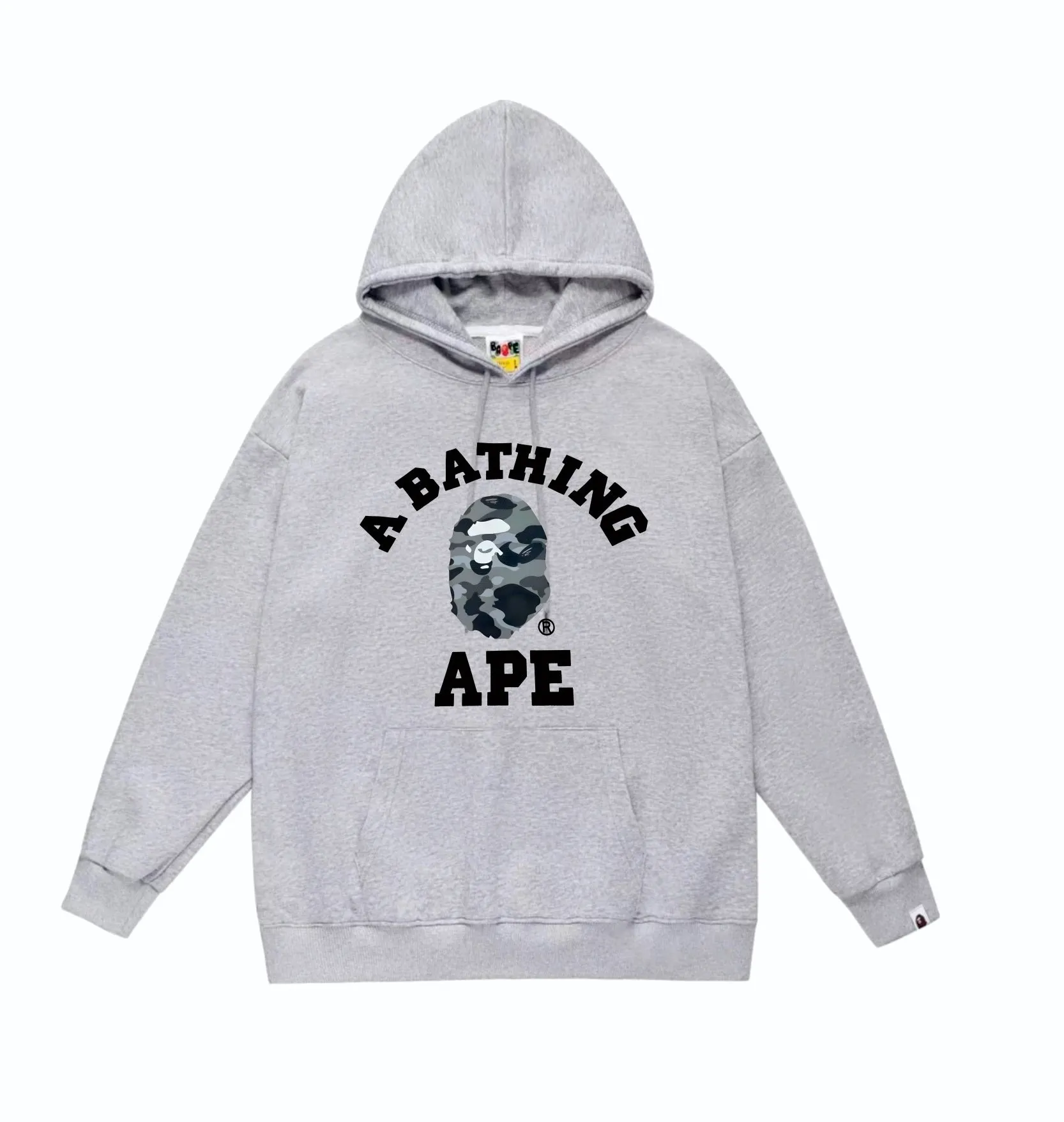 P160 model number SC851# terry 80 plus velvet 90 (top version) BAPE honeycomb camouflage letter ape head print pattern hooded sweatshirt Made of 380 grams of large terry (drop shoulder large version) fabric, soft texture and no pilling Imported environmentally friendly printing glue The pattern is bright and three-dimensional Quality 💥Same style for men and women The upper body is trendy Color: black white gray Size: S M L XL XXL