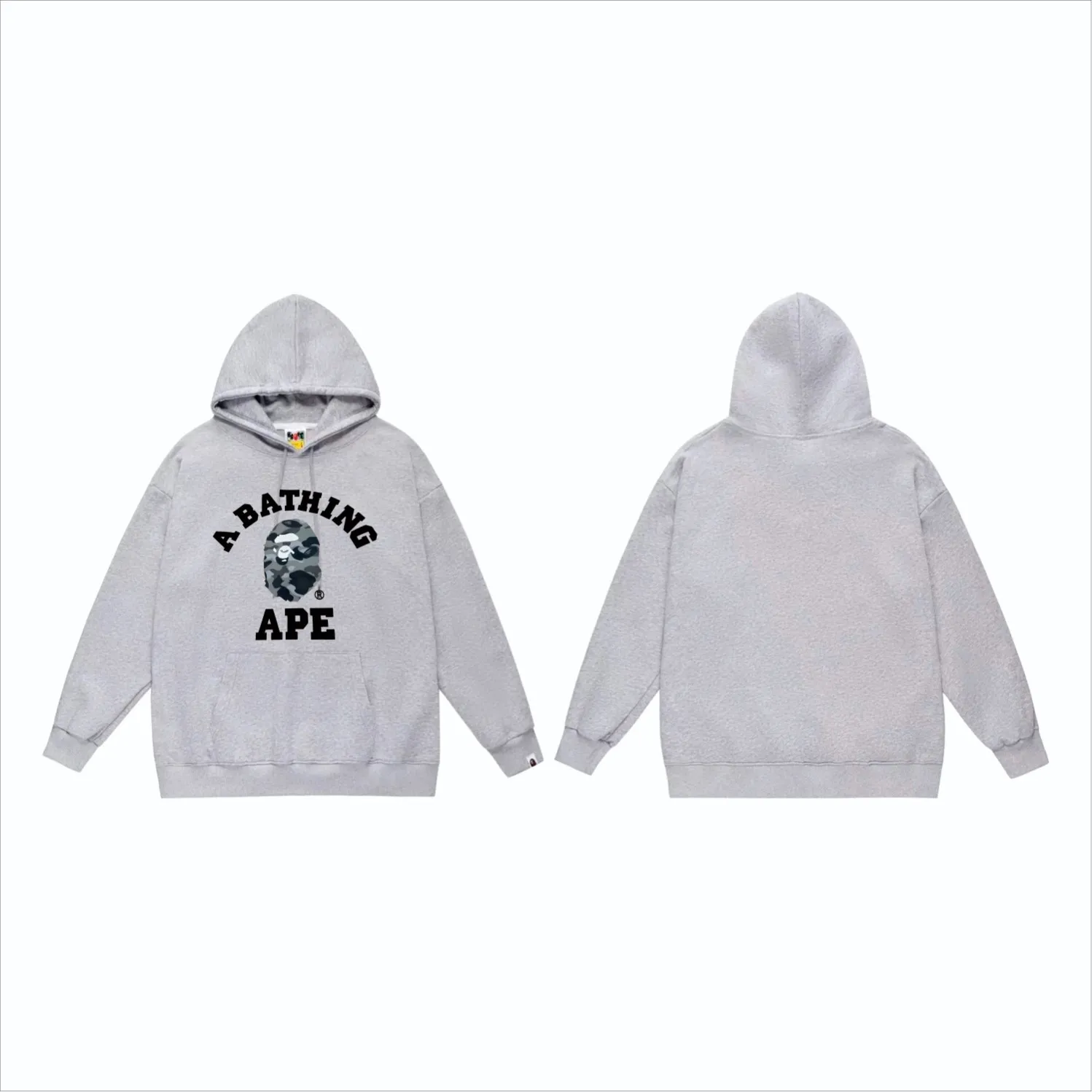 P160 model number SC851# terry 80 plus velvet 90 (top version) BAPE honeycomb camouflage letter ape head print pattern hooded sweatshirt Made of 380 grams of large terry (drop shoulder large version) fabric, soft texture and no pilling Imported environmentally friendly printing glue The pattern is bright and three-dimensional Quality 💥Same style for men and women The upper body is trendy Color: black white gray Size: S M L XL XXL