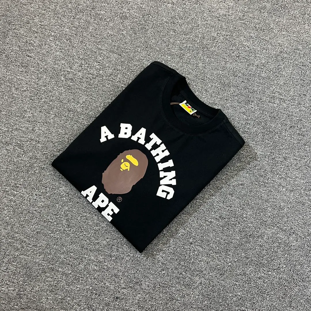 💰140 BAPE ape-man’s small head classic reappearance 270g heavy linen cotton fabric ZP version Couple model: S-XXL [Black White Navy Rice Apricot]