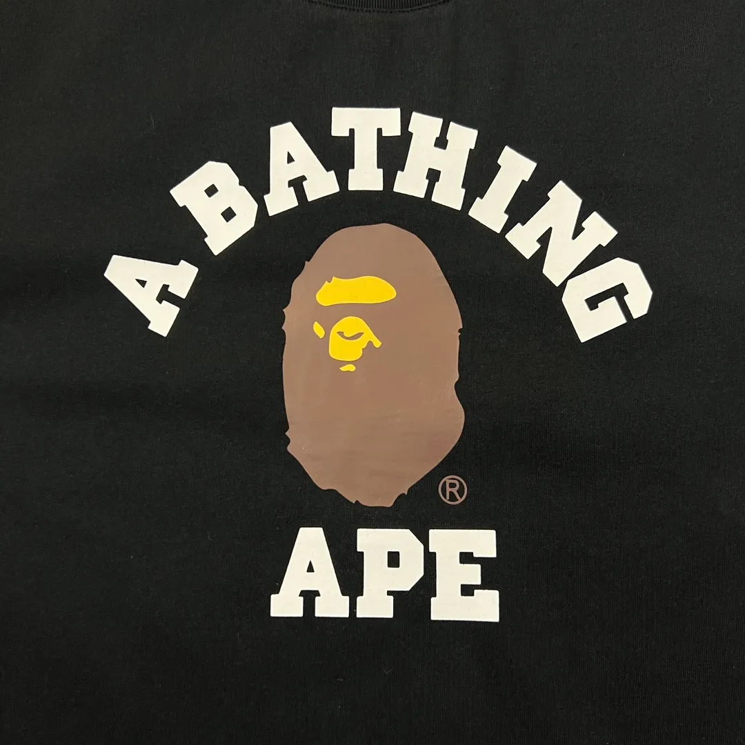 💰140 BAPE ape-man’s small head classic reappearance 270g heavy linen cotton fabric ZP version Couple model: S-XXL [Black White Navy Rice Apricot]