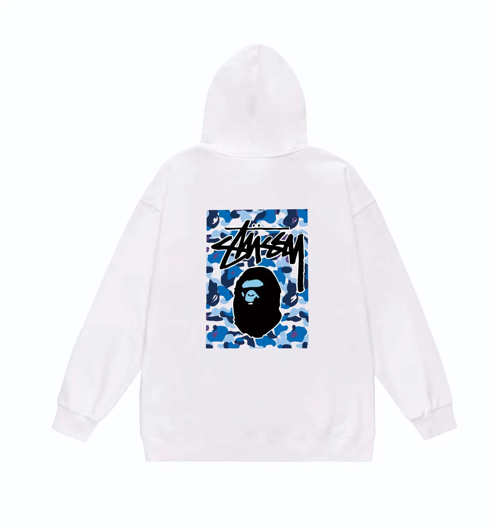 P160 model number SC803# terry 80 plus velvet 90 (top version) BAPE×STUSSY co-branded Stussy letter printed hooded sweatshirt Made of 380g large terry (drop shoulder large version) fabric, soft and non-pilling texture, imported environmentally friendly printing glue, bright and three-dimensional pattern, quality 💥Same style for men and women. The upper body is trendy. Color: black, blue and white, white and blue, gray, blue and white, black, blue and black, white, blue and black, gray, blue and black. Size: S M L XL XXL