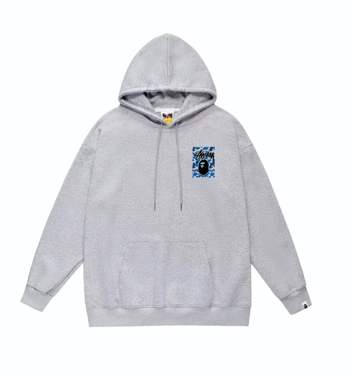 P160 model number SC803# terry 80 plus velvet 90 (top version) BAPE×STUSSY co-branded Stussy letter printed hooded sweatshirt Made of 380g large terry (drop shoulder large version) fabric, soft and non-pilling texture, imported environmentally friendly printing glue, bright and three-dimensional pattern, quality 💥Same style for men and women. The upper body is trendy. Color: black, blue and white, white and blue, gray, blue and white, black, blue and black, white, blue and black, gray, blue and black. Size: S M L XL XXL