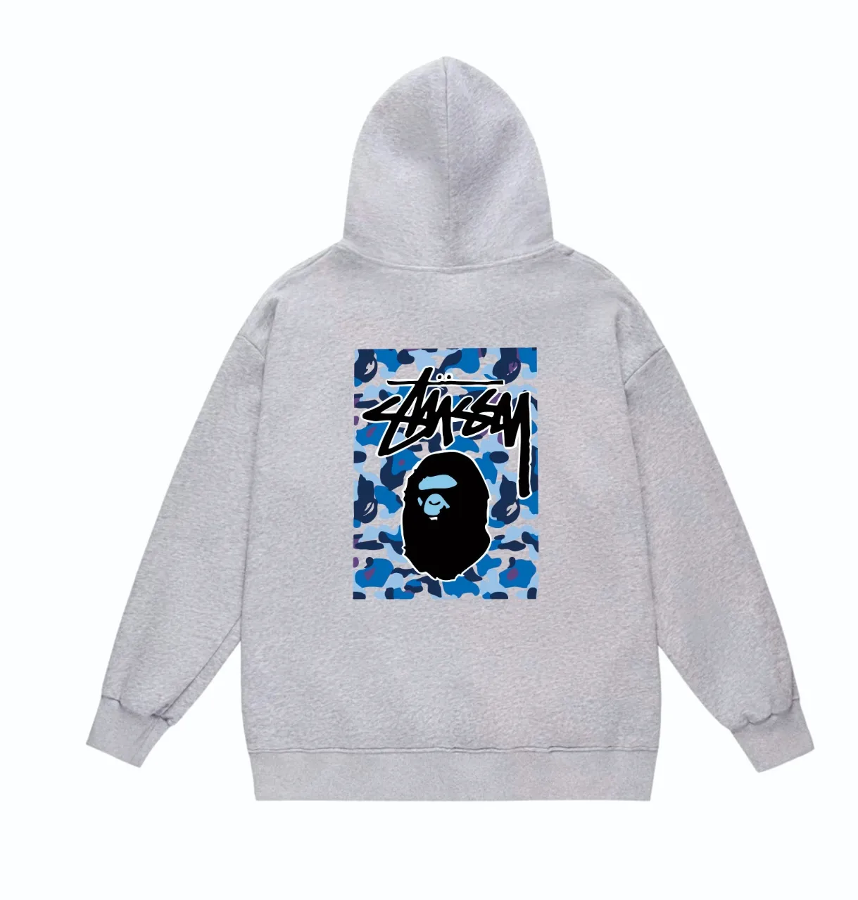 P160 model number SC803# terry 80 plus velvet 90 (top version) BAPE×STUSSY co-branded Stussy letter printed hooded sweatshirt Made of 380g large terry (drop shoulder large version) fabric, soft and non-pilling texture, imported environmentally friendly printing glue, bright and three-dimensional pattern, quality 💥Same style for men and women. The upper body is trendy. Color: black, blue and white, white and blue, gray, blue and white, black, blue and black, white, blue and black, gray, blue and black. Size: S M L XL XXL