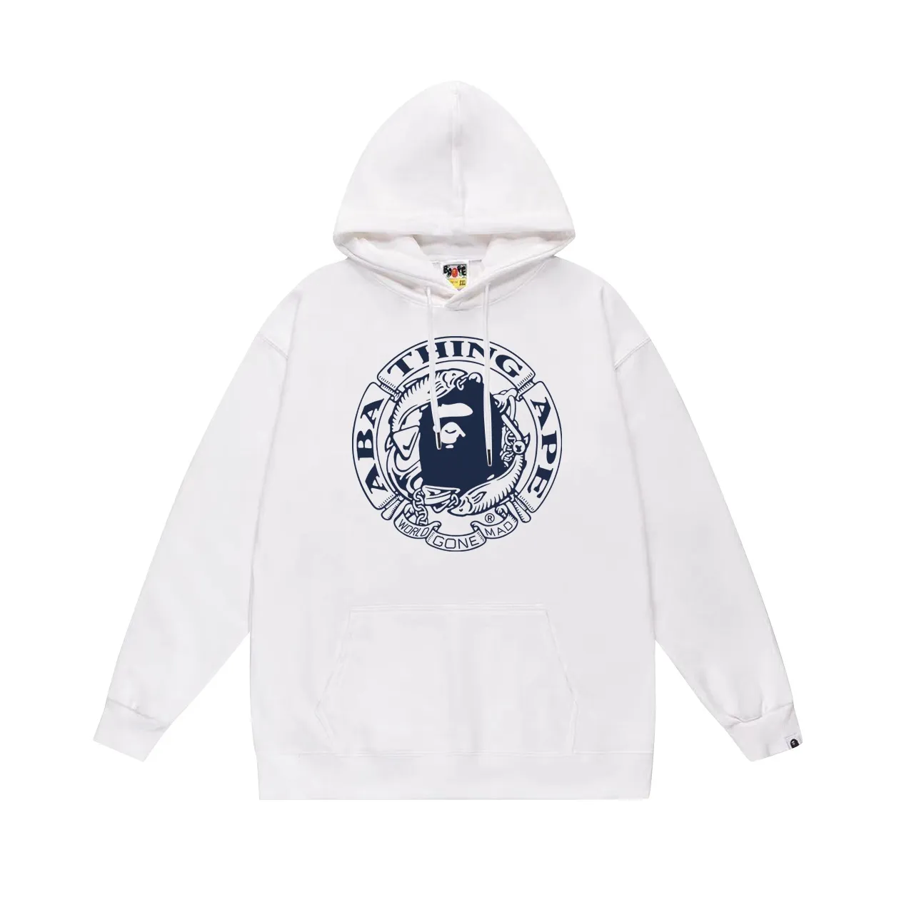 Model No. SC697# terry p160 plus velvet p180💰 (top version) BAPE ape-head Pisces letter medallion printed hooded sweatshirt. Made of 380g large terry 430g silver fox velvet (drop shoulder large version) fabric. The texture is soft and does not pill. Imported environmentally friendly printing glue. The pattern is bright and three-dimensional. Quality💥Same style for men and women. The upper body is trendy. Color: black white gray Size: S M L XL XXL