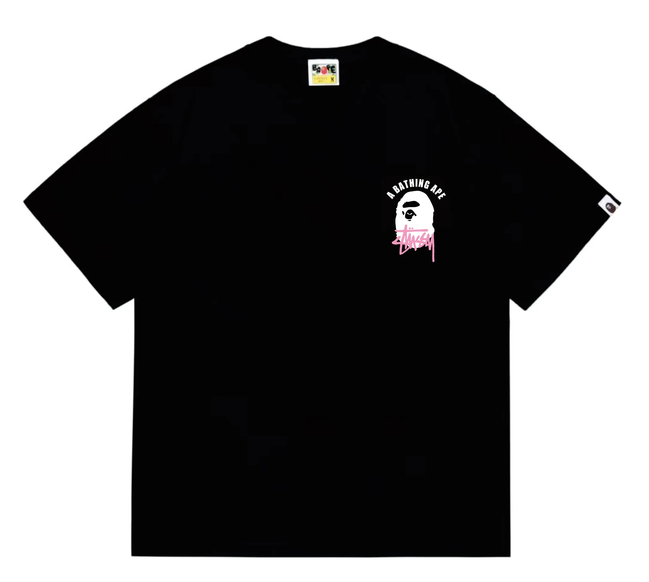 SC207#p110💰 (Top version) BAPE×Stussy co-branded Stussy letter ape print T-shirt Made of 260 grams of high-quality high-weave pure cotton fabric, double yarn combed, soft and non-pilling, imported environmentally friendly printing glue, bright and three-dimensional pattern, quality 💥Same style for men and women, the upper body is fashionable Color: black and white, gray and white, pink and white, red and white, white and black, gray and black, pink and black, red and black Size: S M L XL XXL