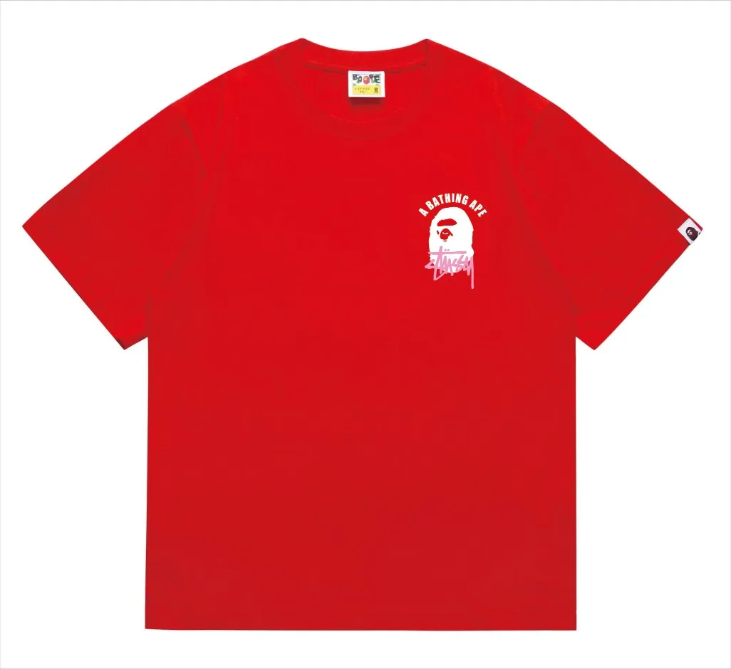 SC207#p110💰 (Top version) BAPE×Stussy co-branded Stussy letter ape print T-shirt Made of 260 grams of high-quality high-weave pure cotton fabric, double yarn combed, soft and non-pilling, imported environmentally friendly printing glue, bright and three-dimensional pattern, quality 💥Same style for men and women, the upper body is fashionable Color: black and white, gray and white, pink and white, red and white, white and black, gray and black, pink and black, red and black Size: S M L XL XXL