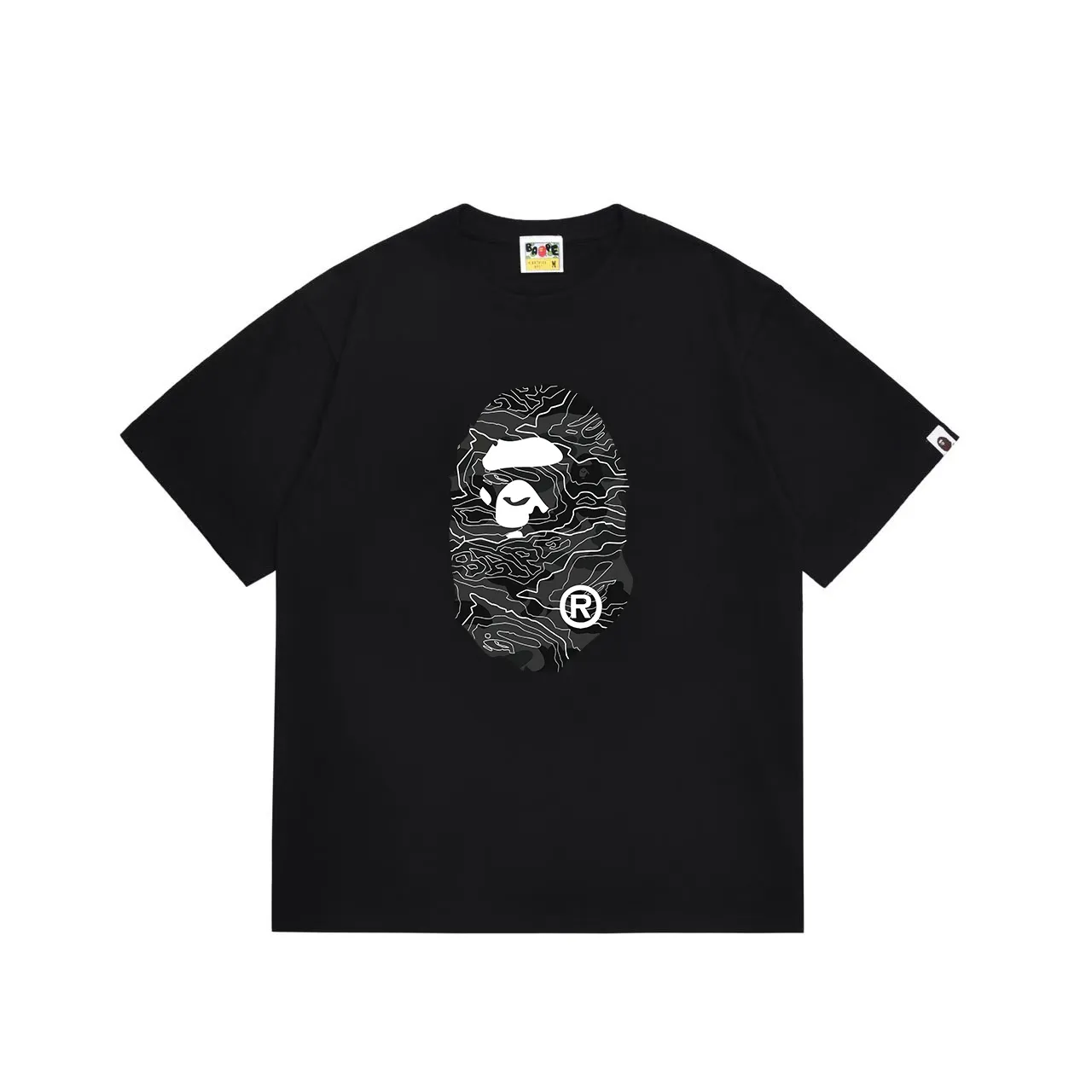 SC1027#p110💰 (top version) BAPE uses 260 grams of high-quality high-weave pure cotton fabric, double yarn combed, soft and non-pilling texture, imported environmentally friendly printing glue, bright and three-dimensional pattern, quality 💥Same style for men and women, the upper body is fashionable Color: Black White Size: S M L XL XXL
