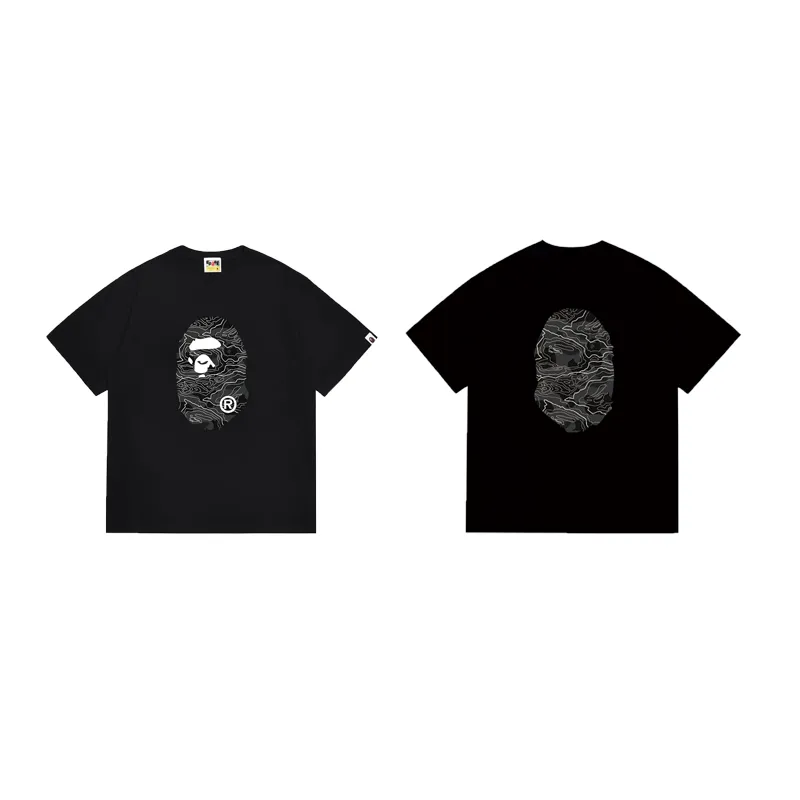 SC1027#p110💰 (top version) BAPE uses 260 grams of high-quality high-weave pure cotton fabric, double yarn combed, soft and non-pilling texture, imported environmentally friendly printing glue, bright and three-dimensional pattern, quality 💥Same style for men and women, the upper body is fashionable Color: Black White Size: S M L XL XXL