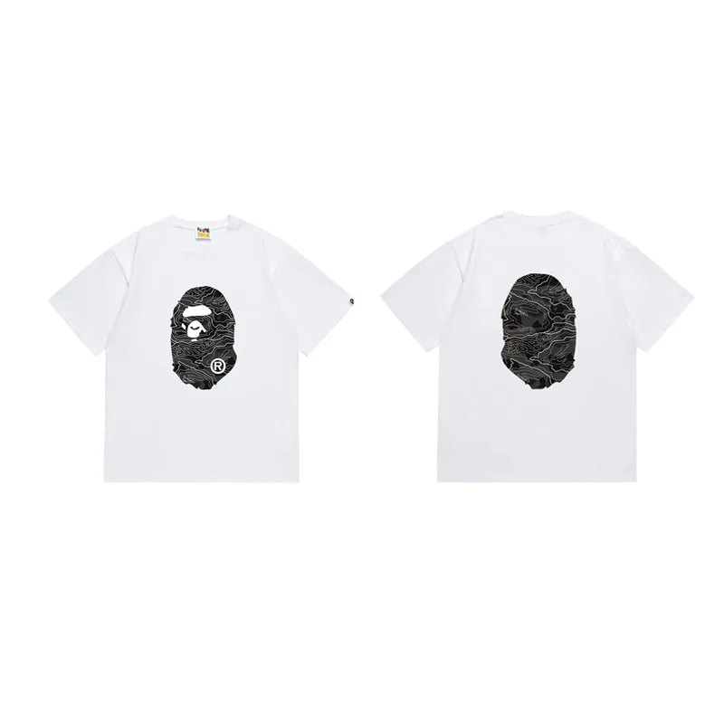 SC1027#p110💰 (top version) BAPE uses 260 grams of high-quality high-weave pure cotton fabric, double yarn combed, soft and non-pilling texture, imported environmentally friendly printing glue, bright and three-dimensional pattern, quality 💥Same style for men and women, the upper body is fashionable Color: Black White Size: S M L XL XXL