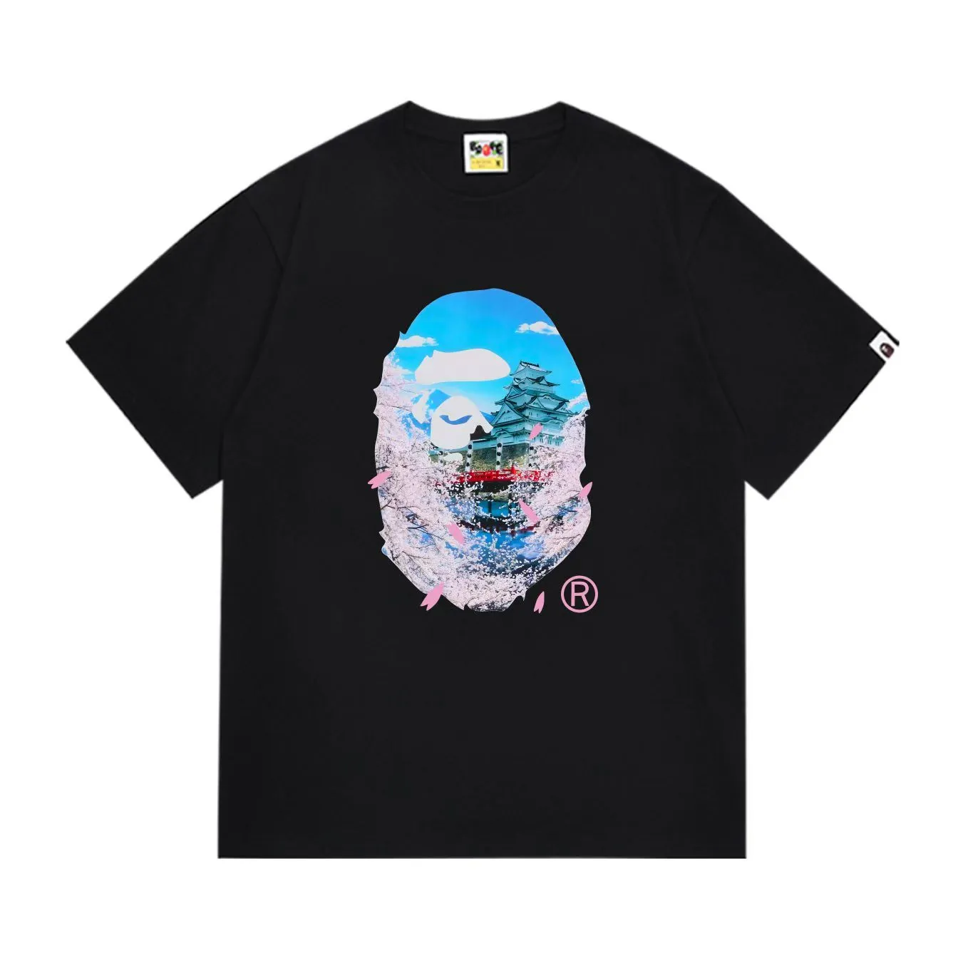 SC285#p110💰 (top version) BAPE uses 260 grams of high-quality high-weave pure cotton fabric, double yarn combed, soft texture and no pilling, imported environmentally friendly printing glue, bright and three-dimensional pattern, quality 💥Same style for men and women, the upper body is fashionable Color: black white Size: S M L XL XXL