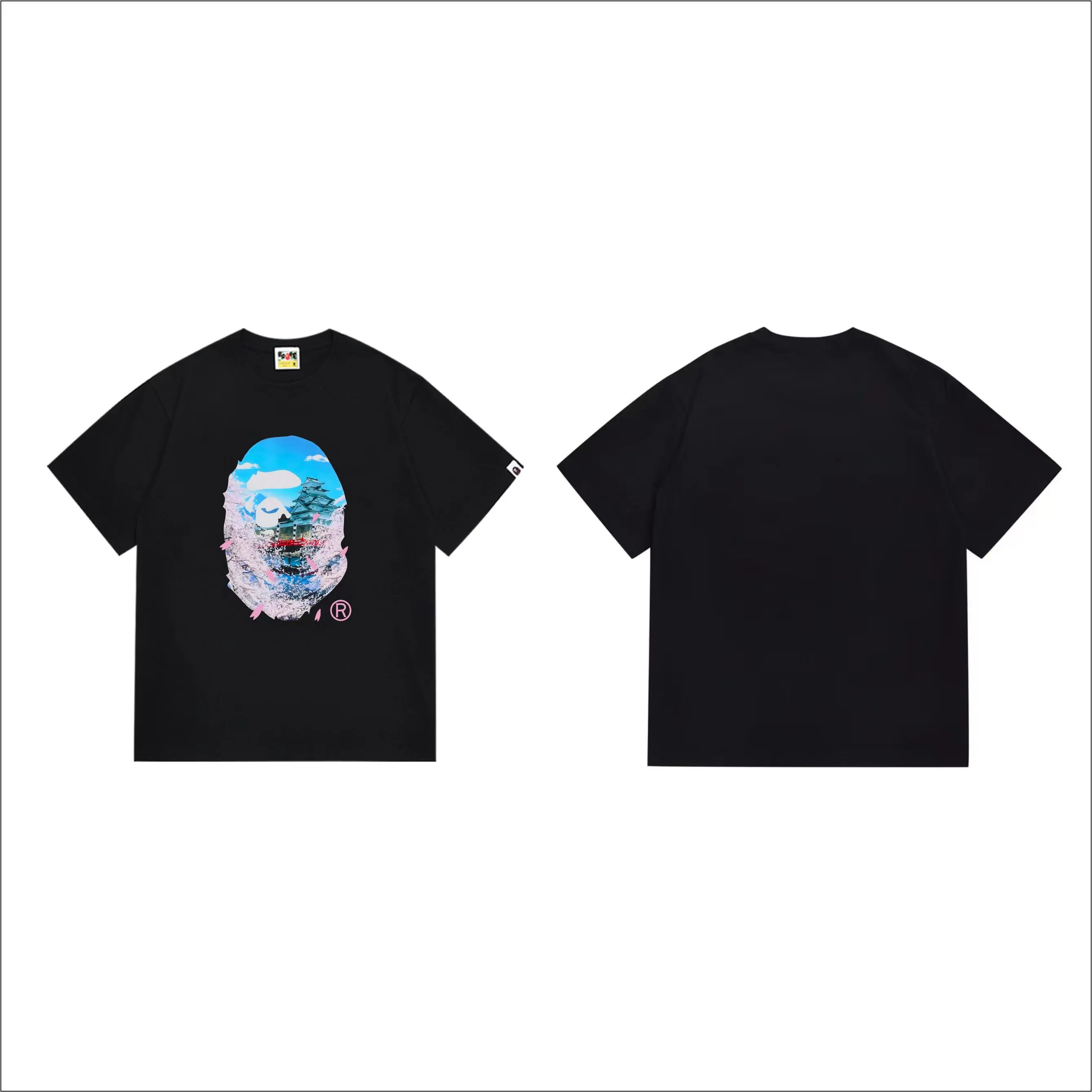 SC285#p110💰 (top version) BAPE uses 260 grams of high-quality high-weave pure cotton fabric, double yarn combed, soft texture and no pilling, imported environmentally friendly printing glue, bright and three-dimensional pattern, quality 💥Same style for men and women, the upper body is fashionable Color: black white Size: S M L XL XXL