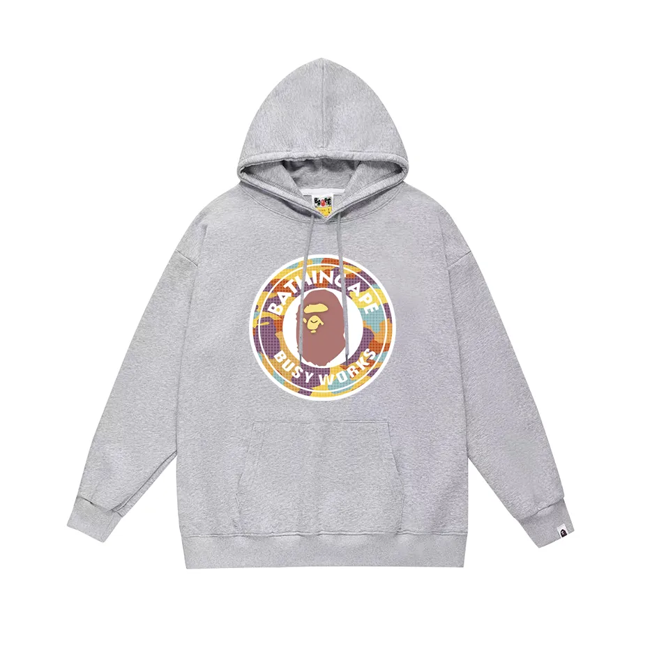 P190 model number SC618# terry 85 plus velvet 95 (top version) BAPE ape head letter printed hooded sweatshirt. Made of 380 grams of large terry (drop shoulder large version) fabric. The texture is soft and non-pilling. Imported environmentally friendly printing glue. The pattern is bright and three-dimensional. Quality 💥Same style for men and women. The upper body is trendy. Color: black white gray Size: S M L XL XXL