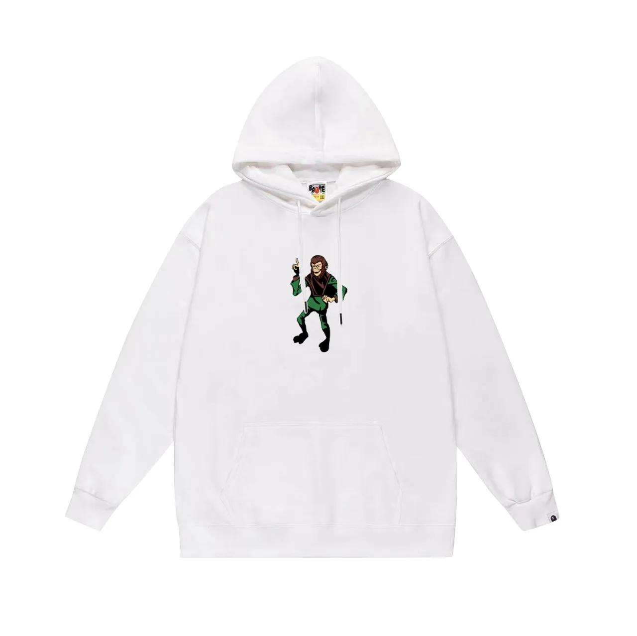 Model No. SC737#terry p160 plus velvet 180💰 (top version) BAPE autumn and winter ape head print pattern solid color hooded sweatshirt. Made of 380g large terry (drop shoulder large version) fabric. The texture is soft and non-pilling. Imported environmentally friendly printing glue. The pattern is bright and three-dimensional. Quality💥Same style for men and women. The upper body is trendy. Color: black white gray Size: S M L XL XXL