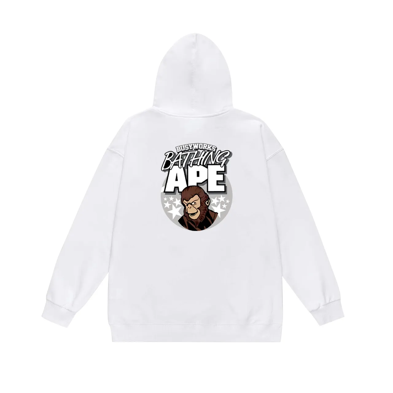 Model No. SC737#terry p160 plus velvet 180💰 (top version) BAPE autumn and winter ape head print pattern solid color hooded sweatshirt. Made of 380g large terry (drop shoulder large version) fabric. The texture is soft and non-pilling. Imported environmentally friendly printing glue. The pattern is bright and three-dimensional. Quality💥Same style for men and women. The upper body is trendy. Color: black white gray Size: S M L XL XXL