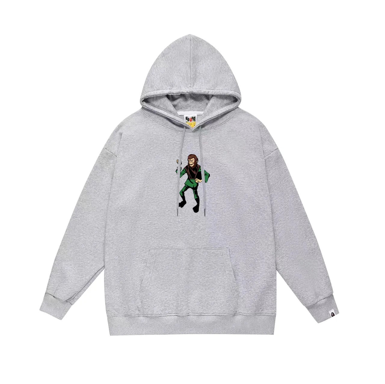 Model No. SC737#terry p160 plus velvet 180💰 (top version) BAPE autumn and winter ape head print pattern solid color hooded sweatshirt. Made of 380g large terry (drop shoulder large version) fabric. The texture is soft and non-pilling. Imported environmentally friendly printing glue. The pattern is bright and three-dimensional. Quality💥Same style for men and women. The upper body is trendy. Color: black white gray Size: S M L XL XXL