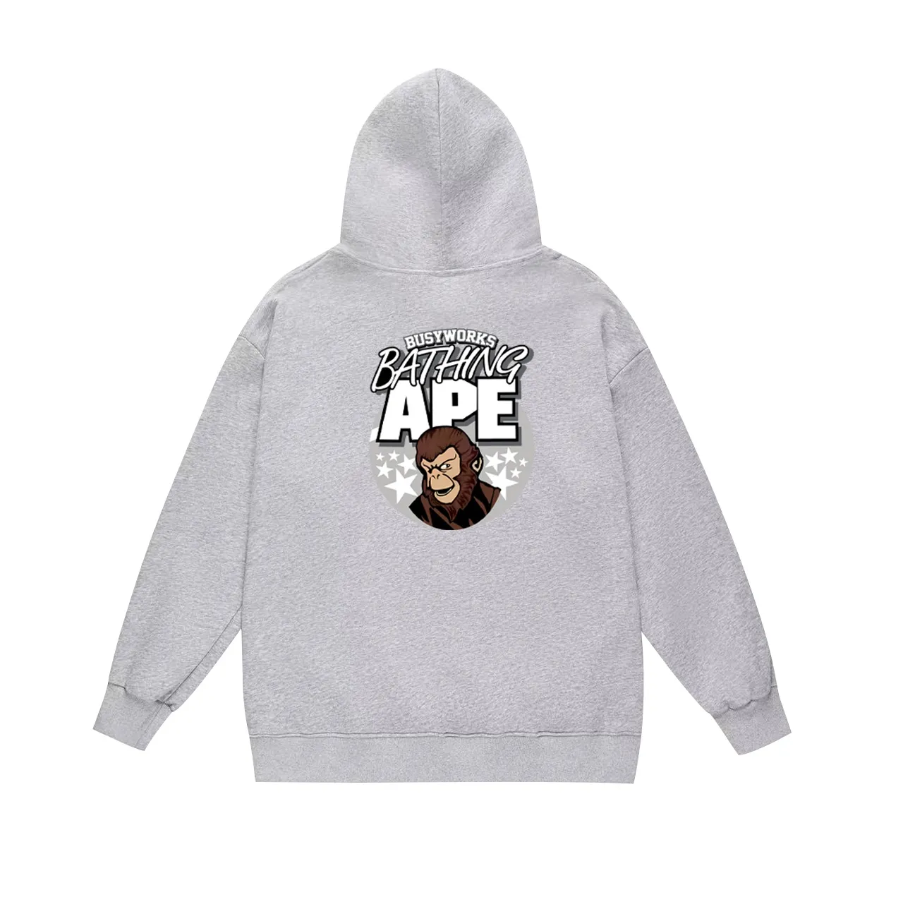 Model No. SC737#terry p160 plus velvet 180💰 (top version) BAPE autumn and winter ape head print pattern solid color hooded sweatshirt. Made of 380g large terry (drop shoulder large version) fabric. The texture is soft and non-pilling. Imported environmentally friendly printing glue. The pattern is bright and three-dimensional. Quality💥Same style for men and women. The upper body is trendy. Color: black white gray Size: S M L XL XXL