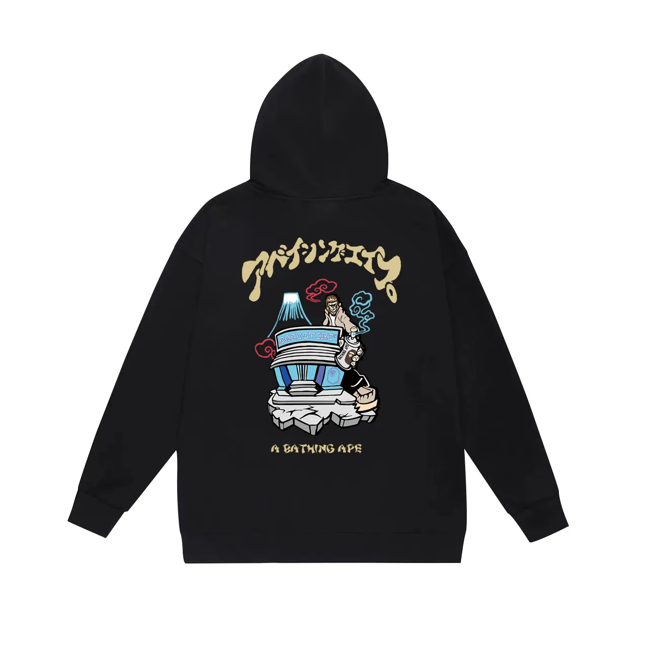 Model No. SC744#terry p160 plus velvet 180💰 (top version) BAPE SOUVENIR RELAXED FIT Commemorative Ape Man Hooded Sweatshirt Made of 380 grams of large terry (drop shoulder large version) fabric, soft and non-pilling, imported environmentally friendly printing glue, bright and three-dimensional pattern, quality 💥Same style for men and women, the upper body is fashionable Color: black white gray Size: S M L XL XXL