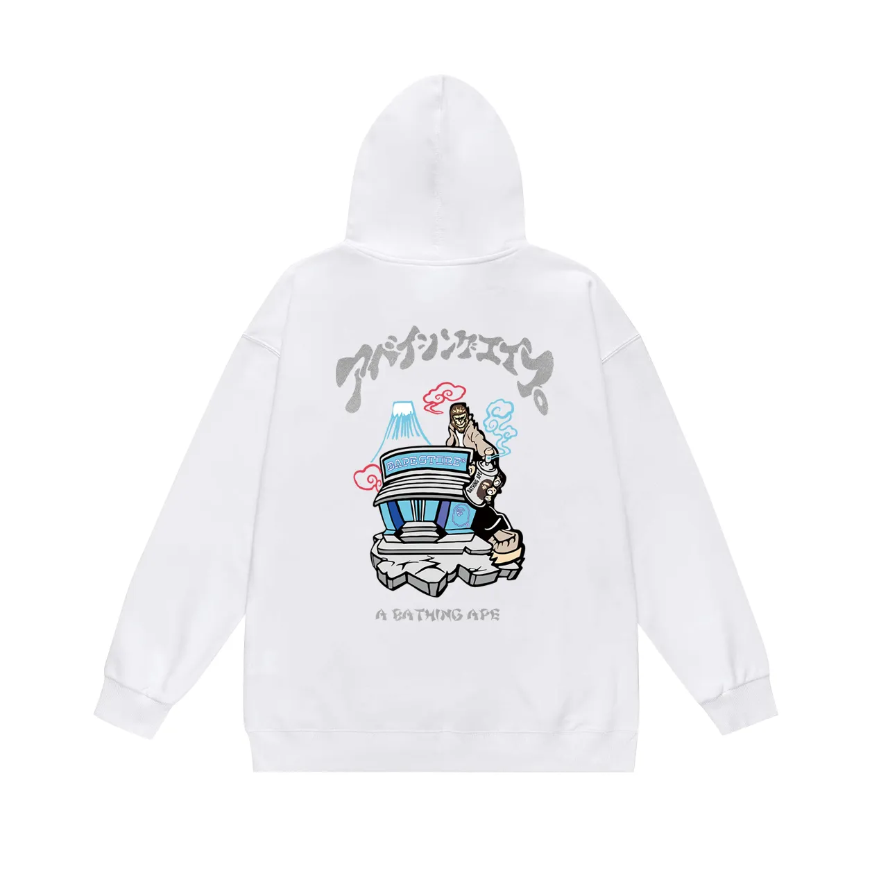 Model No. SC744#terry p160 plus velvet 180💰 (top version) BAPE SOUVENIR RELAXED FIT Commemorative Ape Man Hooded Sweatshirt Made of 380 grams of large terry (drop shoulder large version) fabric, soft and non-pilling, imported environmentally friendly printing glue, bright and three-dimensional pattern, quality 💥Same style for men and women, the upper body is fashionable Color: black white gray Size: S M L XL XXL