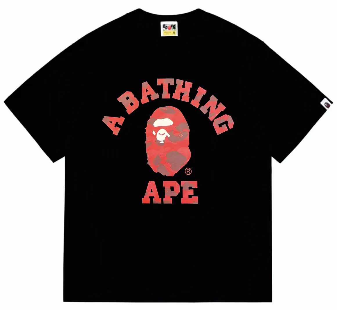 SC249#p110💰 (top version) BAPE camouflage ape head letter printed short-sleeved T-shirt Made of 260 grams of high-quality high-weave pure cotton fabric, double yarn combed, soft texture without pilling, imported environmentally friendly printing glue, bright and three-dimensional pattern, quality 💥unisex style, the upper body is fashionable Color: black red white red black purple white purple black yellow white yellow black blue white blue black camouflage green white camouflage green Size: S M L XL XXL