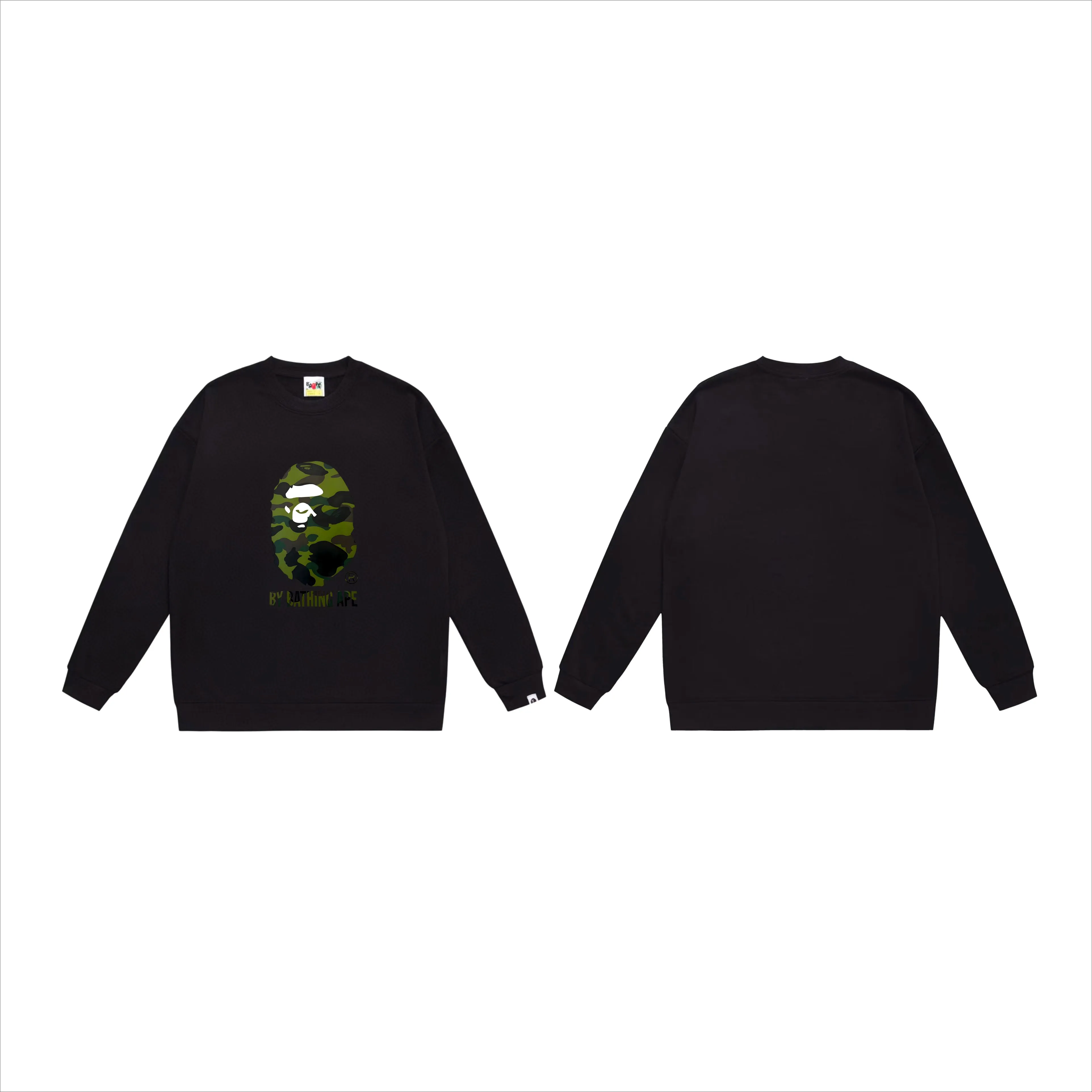 P170 model number SC560# terry 80 plus velvet 85 (top version) BAPE classic great ape print camouflage patterned round neck sweatshirt. Made of 350 grams of large terry (drop shoulder large version) fabric. The texture is soft and non-pilling. Imported environmentally friendly printing glue. The pattern is bright and three-dimensional. Quality 💥Same style for men and women. The upper body is trendy. Color: black and green, white and green, gray and green, black and yellow, white and yellow, gray and yellow. Size: S M L XL XXL