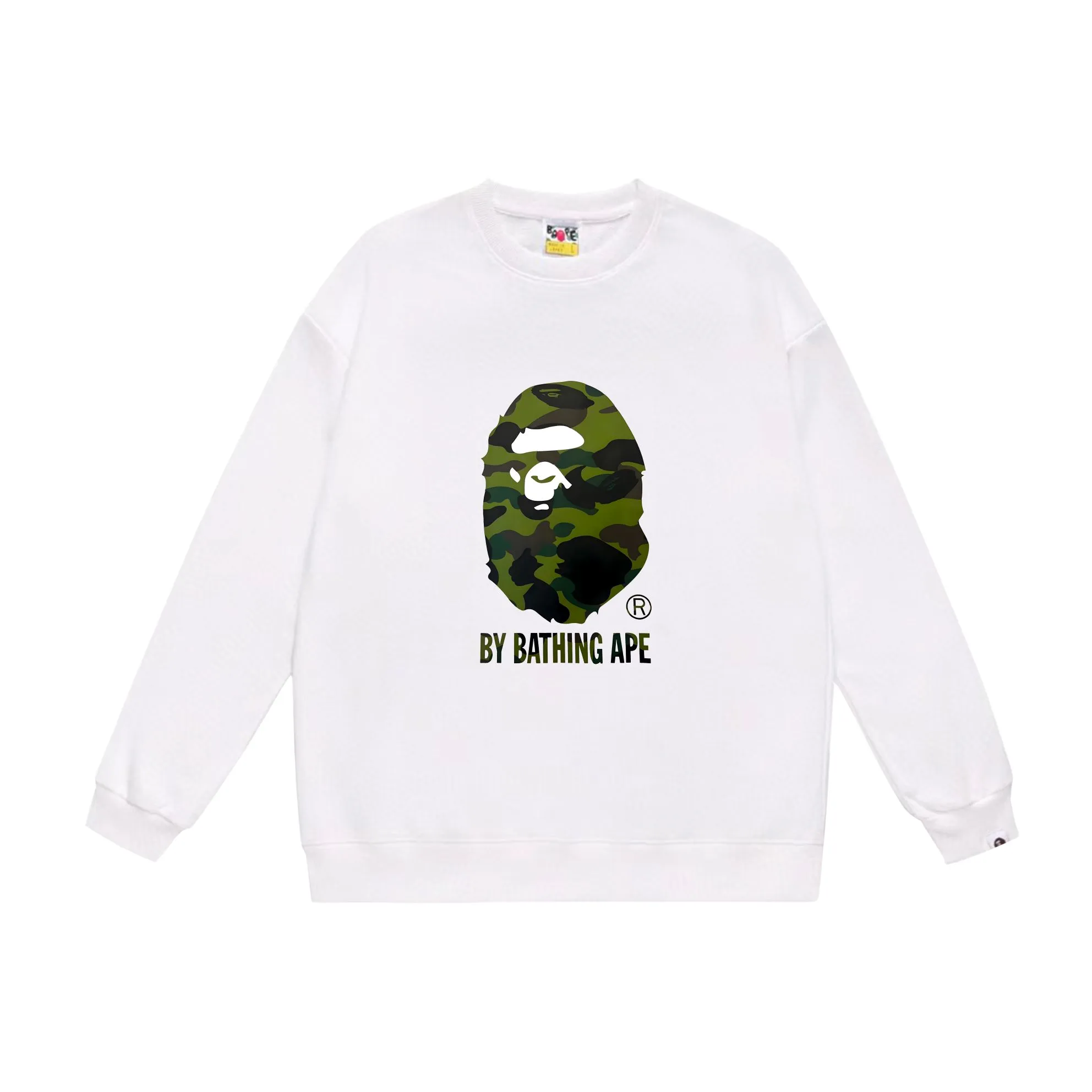 P170 model number SC560# terry 80 plus velvet 85 (top version) BAPE classic great ape print camouflage patterned round neck sweatshirt. Made of 350 grams of large terry (drop shoulder large version) fabric. The texture is soft and non-pilling. Imported environmentally friendly printing glue. The pattern is bright and three-dimensional. Quality 💥Same style for men and women. The upper body is trendy. Color: black and green, white and green, gray and green, black and yellow, white and yellow, gray and yellow. Size: S M L XL XXL