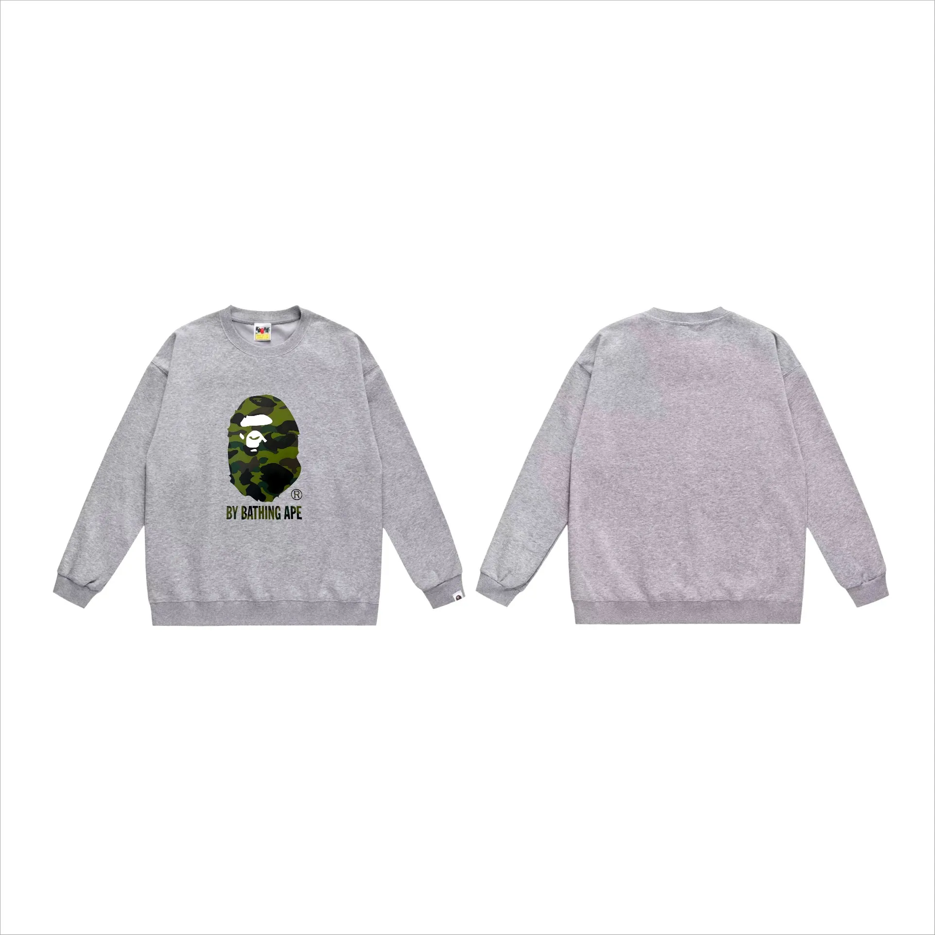 P170 model number SC560# terry 80 plus velvet 85 (top version) BAPE classic great ape print camouflage patterned round neck sweatshirt. Made of 350 grams of large terry (drop shoulder large version) fabric. The texture is soft and non-pilling. Imported environmentally friendly printing glue. The pattern is bright and three-dimensional. Quality 💥Same style for men and women. The upper body is trendy. Color: black and green, white and green, gray and green, black and yellow, white and yellow, gray and yellow. Size: S M L XL XXL