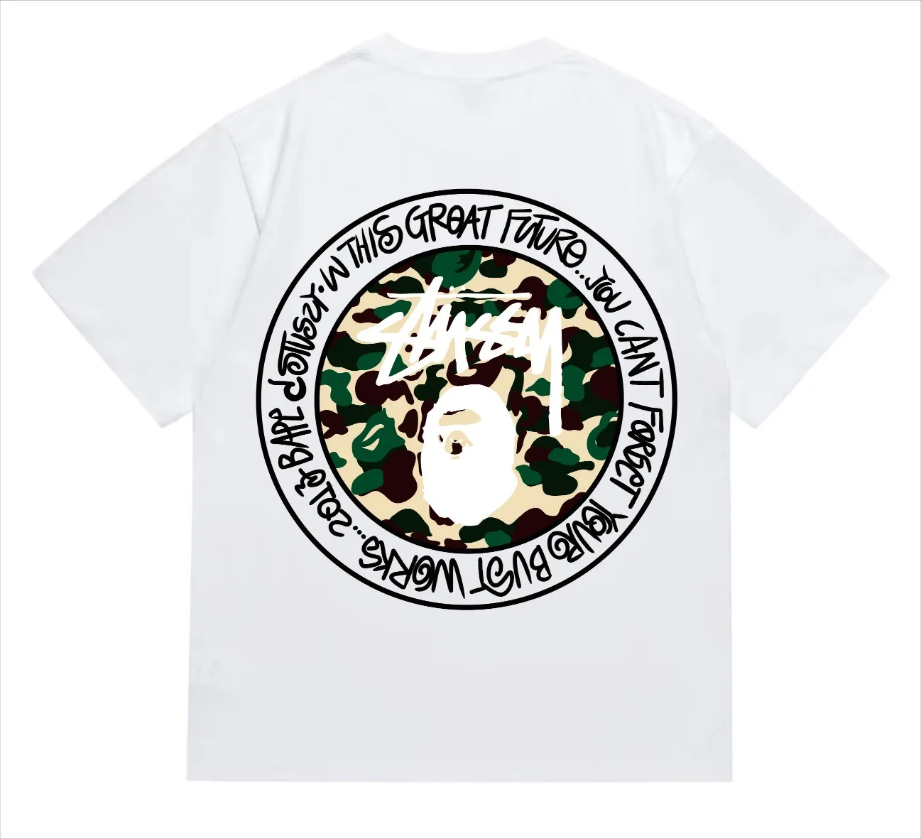 SC219#p110💰 (top version) BAPE×Stussy co-branded Stussy letter ape print T-shirt Made of 260 grams of high-quality high-weave pure cotton fabric, double yarn combed, soft texture without pilling, imported environmentally friendly printing glue, bright and three-dimensional pattern, quality 💥Same style for men and women, the upper body is fashionable Color: black and white print, gray and white print, pink and white print, red and white print, white and black print, gray and black print, red and black print Pink and black print Size: S M L XL XXL