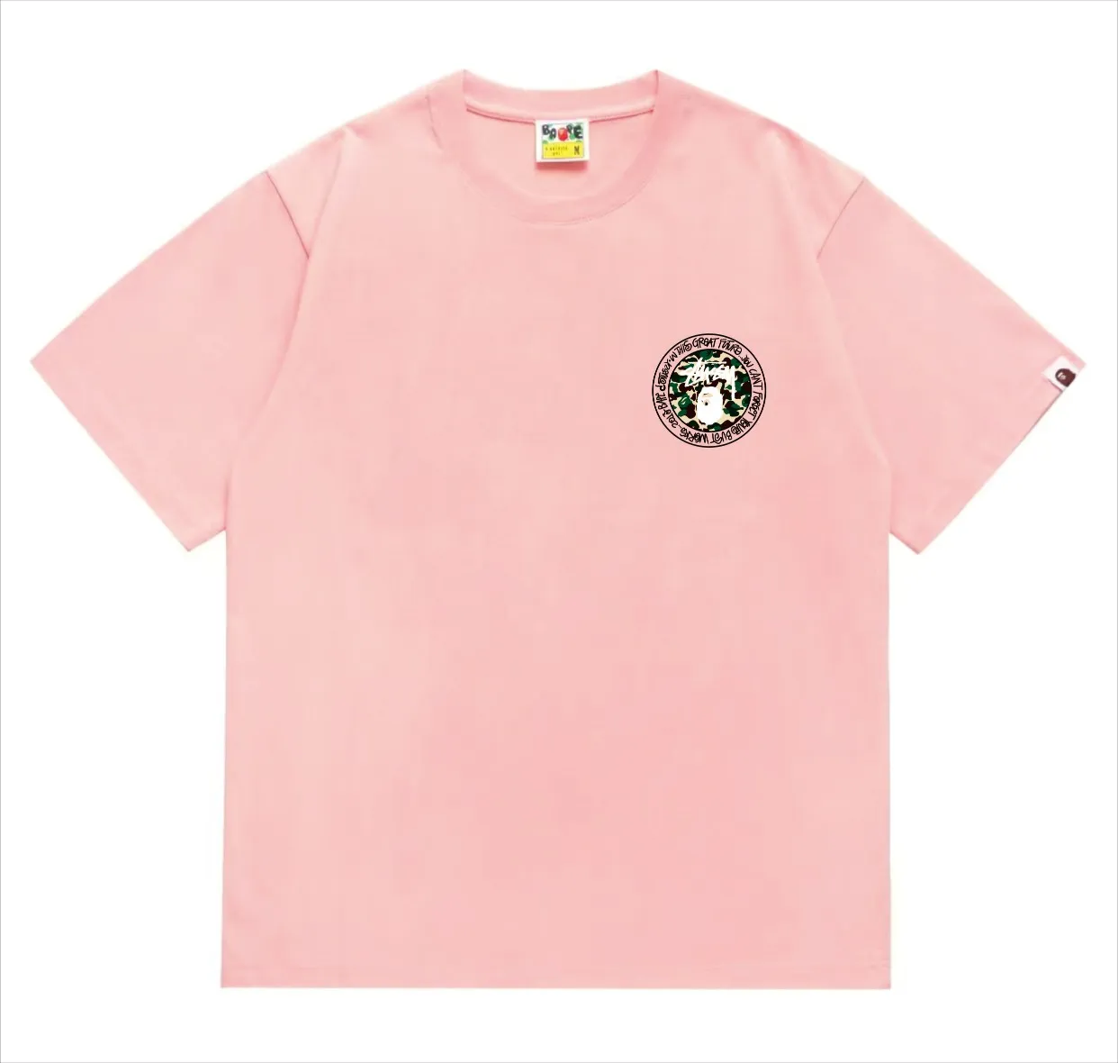 SC219#p110💰 (top version) BAPE×Stussy co-branded Stussy letter ape print T-shirt Made of 260 grams of high-quality high-weave pure cotton fabric, double yarn combed, soft texture without pilling, imported environmentally friendly printing glue, bright and three-dimensional pattern, quality 💥Same style for men and women, the upper body is fashionable Color: black and white print, gray and white print, pink and white print, red and white print, white and black print, gray and black print, red and black print Pink and black print Size: S M L XL XXL