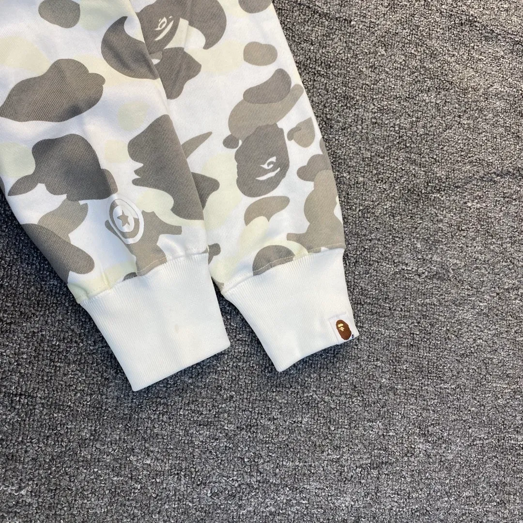 💰440 BAPE double hood camouflage luminous classic design printing custom fabrics couple model: S—XXL [gray white]