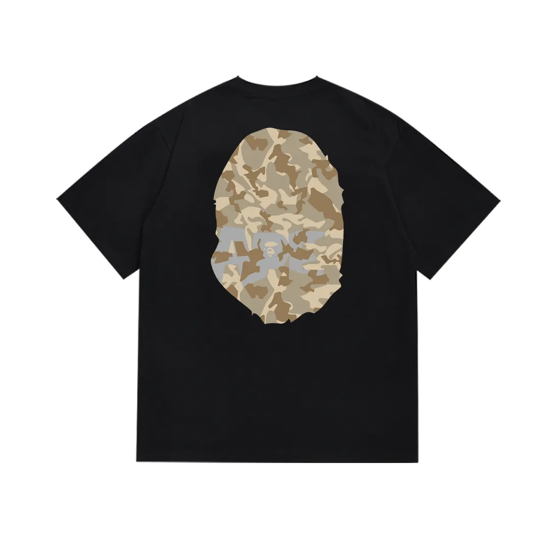 P110 SC030# (top version) BAPE letter desert camouflage ape head double-sided printed short-sleeved T-shirt Made of 260 grams of high-quality high-weave pure cotton fabric, double yarn combed, soft texture and no pilling Imported environmentally friendly printing glue The pattern is bright and three-dimensional Quality 💥Same style for men and women The upper body is trendy Color: black white Size: S M L XL XXL