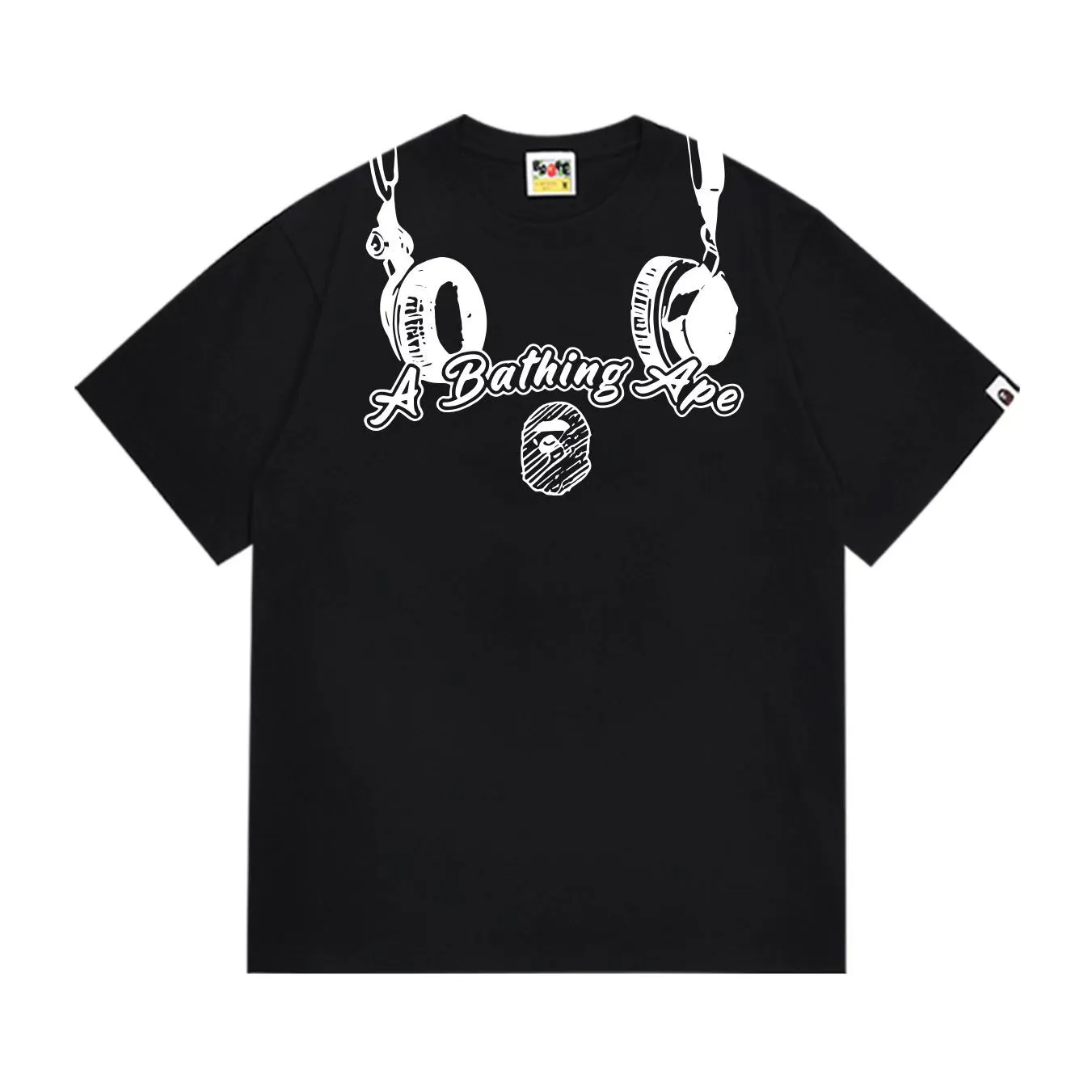 SC1006#p110💰 (top version) BAPE uses 260 grams of high-quality high-weave pure cotton fabric, double yarn combed, soft texture and no pilling, imported environmentally friendly printing glue, bright and three-dimensional pattern, quality 💥Same style for men and women, the upper body is fashionable Color: black white Size: S M L XL XXL