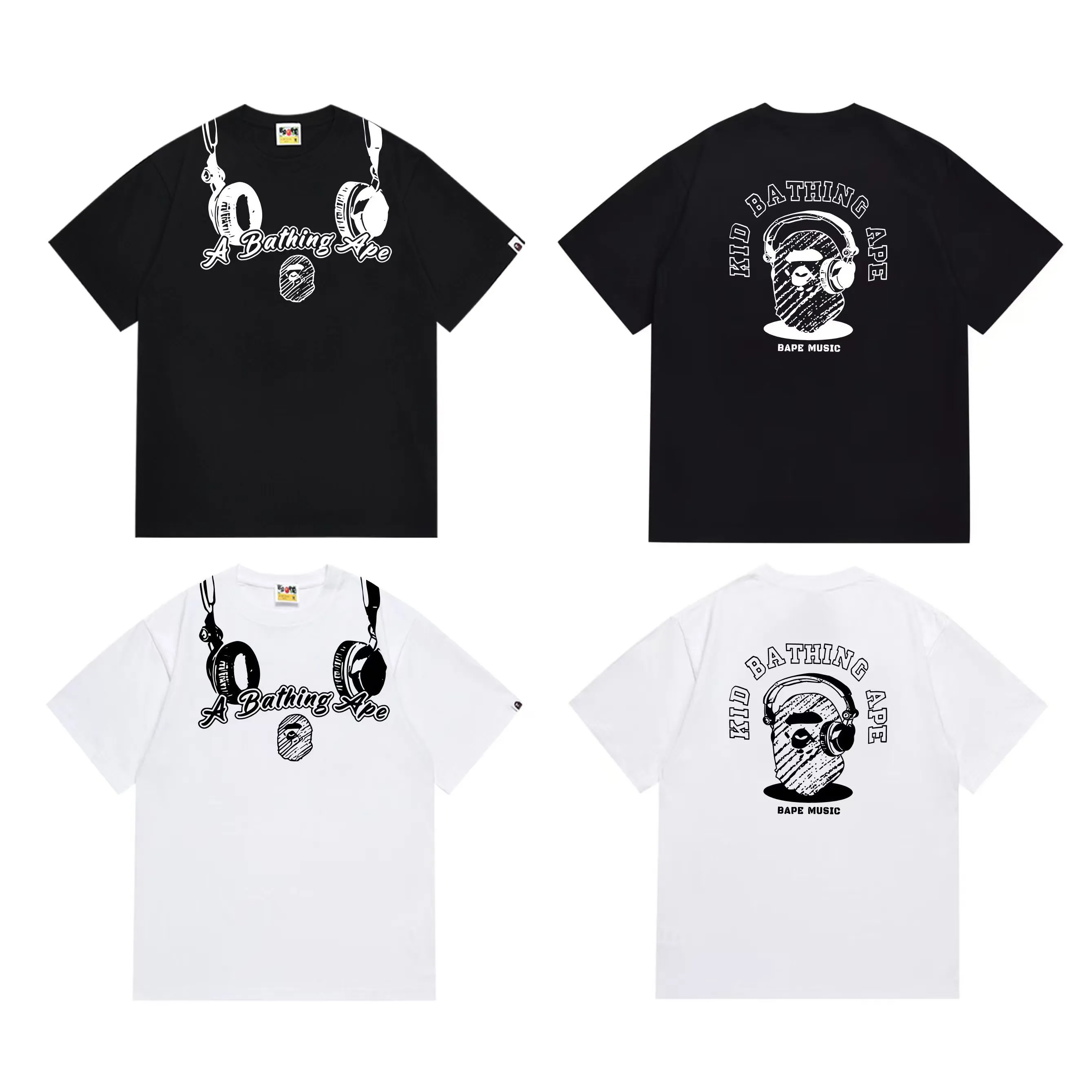 SC1006#p110💰 (top version) BAPE uses 260 grams of high-quality high-weave pure cotton fabric, double yarn combed, soft texture and no pilling, imported environmentally friendly printing glue, bright and three-dimensional pattern, quality 💥Same style for men and women, the upper body is fashionable Color: black white Size: S M L XL XXL