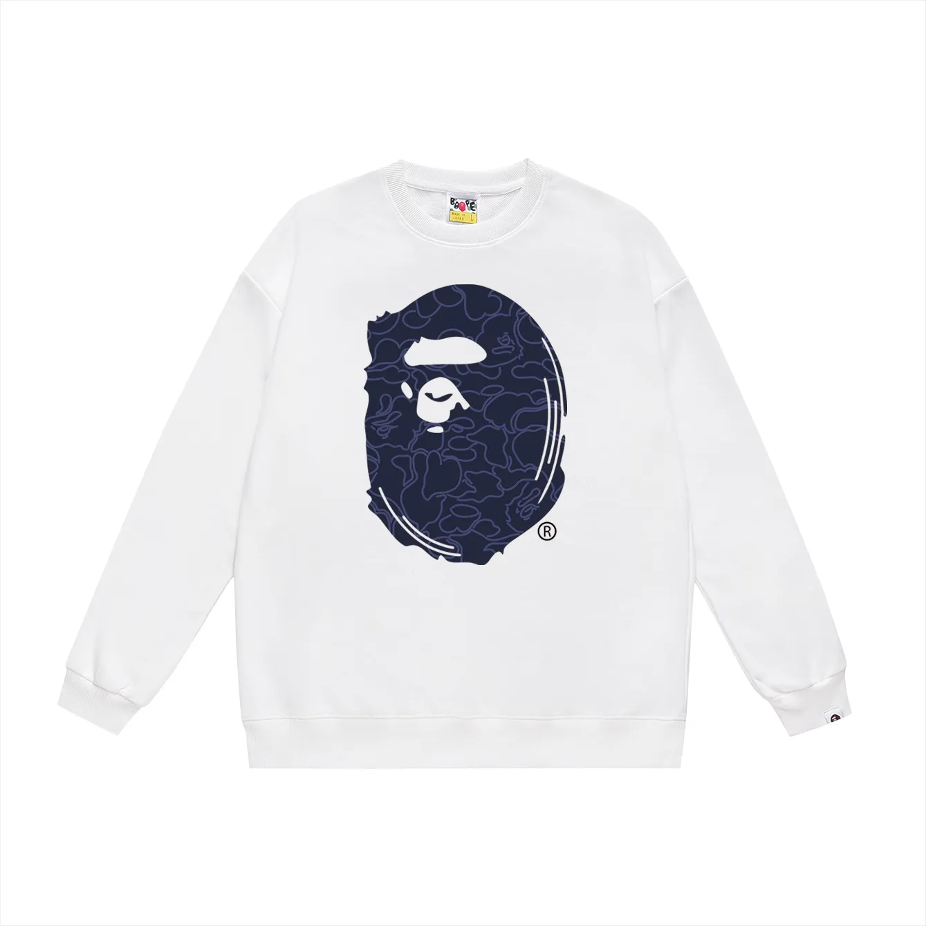 P160 model number SC473# terry 80 plus velvet 90 (top version) BAPE Monkey Head 30th Anniversary Limited Edition Camouflage Round Neck Sweater Made of 380g large terry (drop shoulder large version) fabric, soft and non-pilling texture, imported environmentally friendly printing glue, bright and three-dimensional pattern, quality 💥Same style for men and women. The upper body is trendy. Colors: black green, white green, gray green, black red, white red, gray red, black blue, white blue Gray blue Size: S M L XL XXL