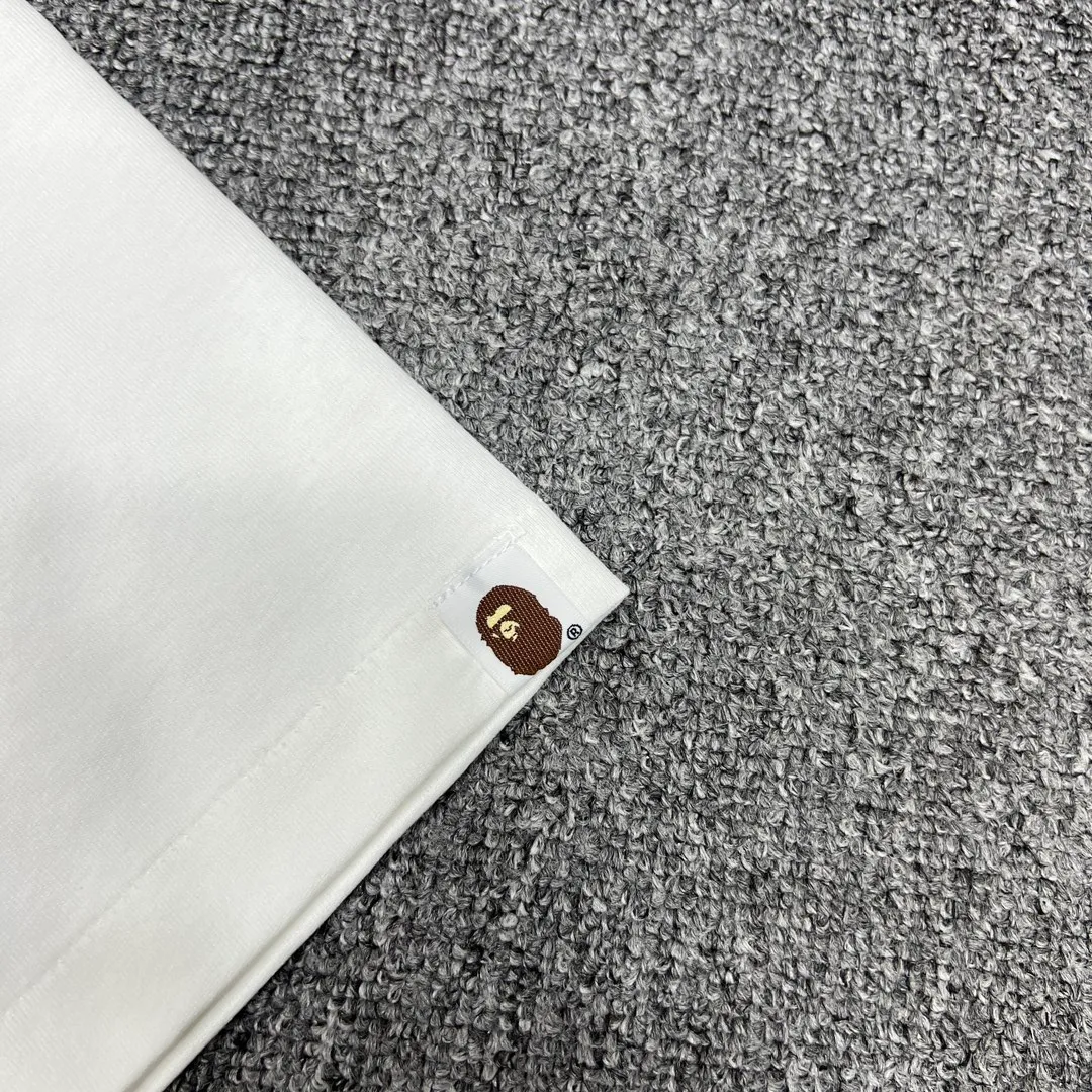 💰140 Bape Moon Ape Head Rocket Letter Comic Style Print Linen Cotton 280g Customized Fabric Couple Style: S—XXL [Black White]