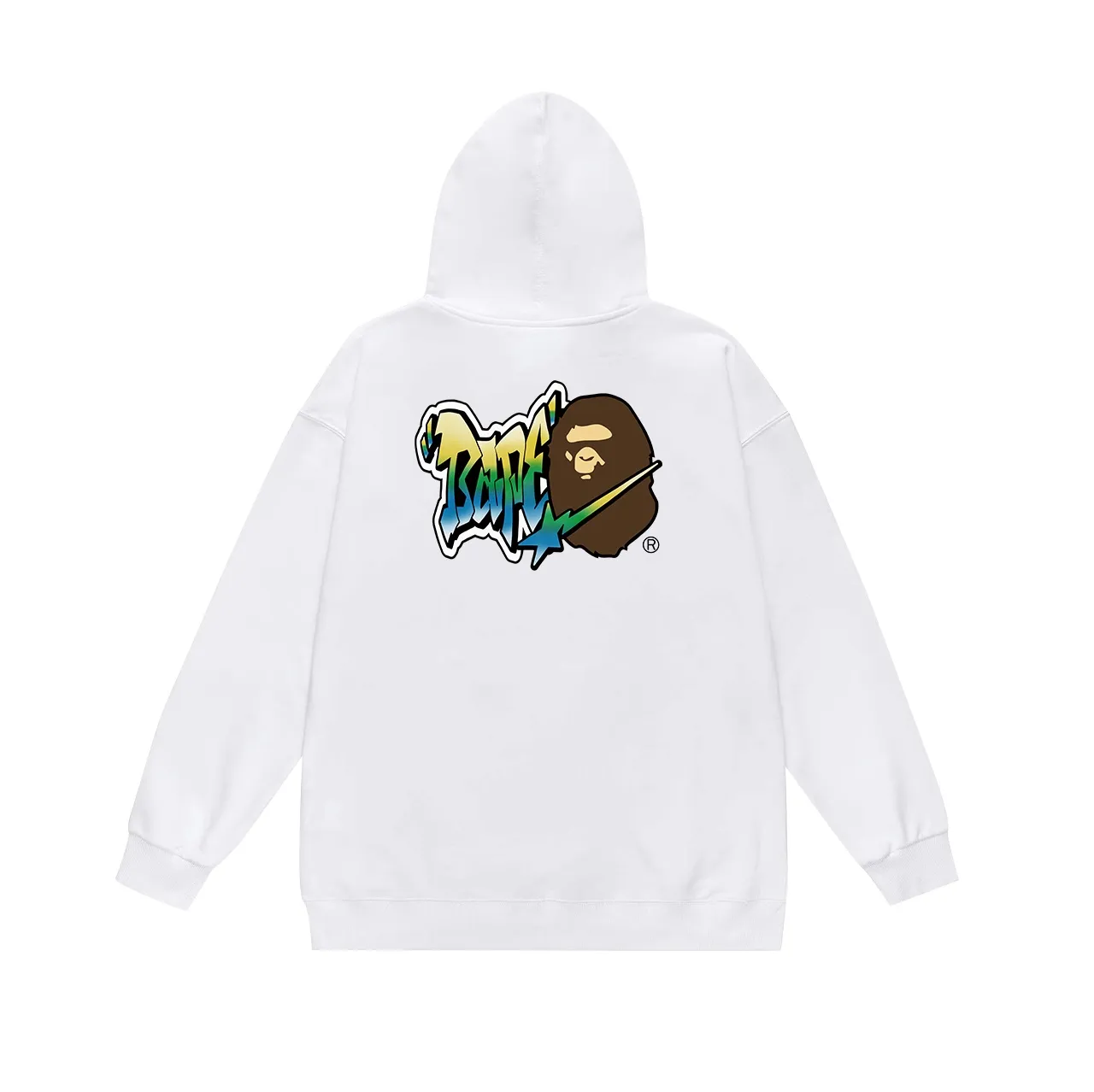 Model No. SC692# terry p160 plus velvet p180💰 (top version) BAPE graffiti letter ape head star printed hooded sweatshirt. Made of 380g large terry 430g silver fox velvet (drop shoulder large version) fabric. The texture is soft and non-pilling. Imported environmentally friendly printing glue. The pattern is bright and three-dimensional. Quality💥Same style for men and women. The upper body is trendy. Color: black white gray Size: S M L XL XXL