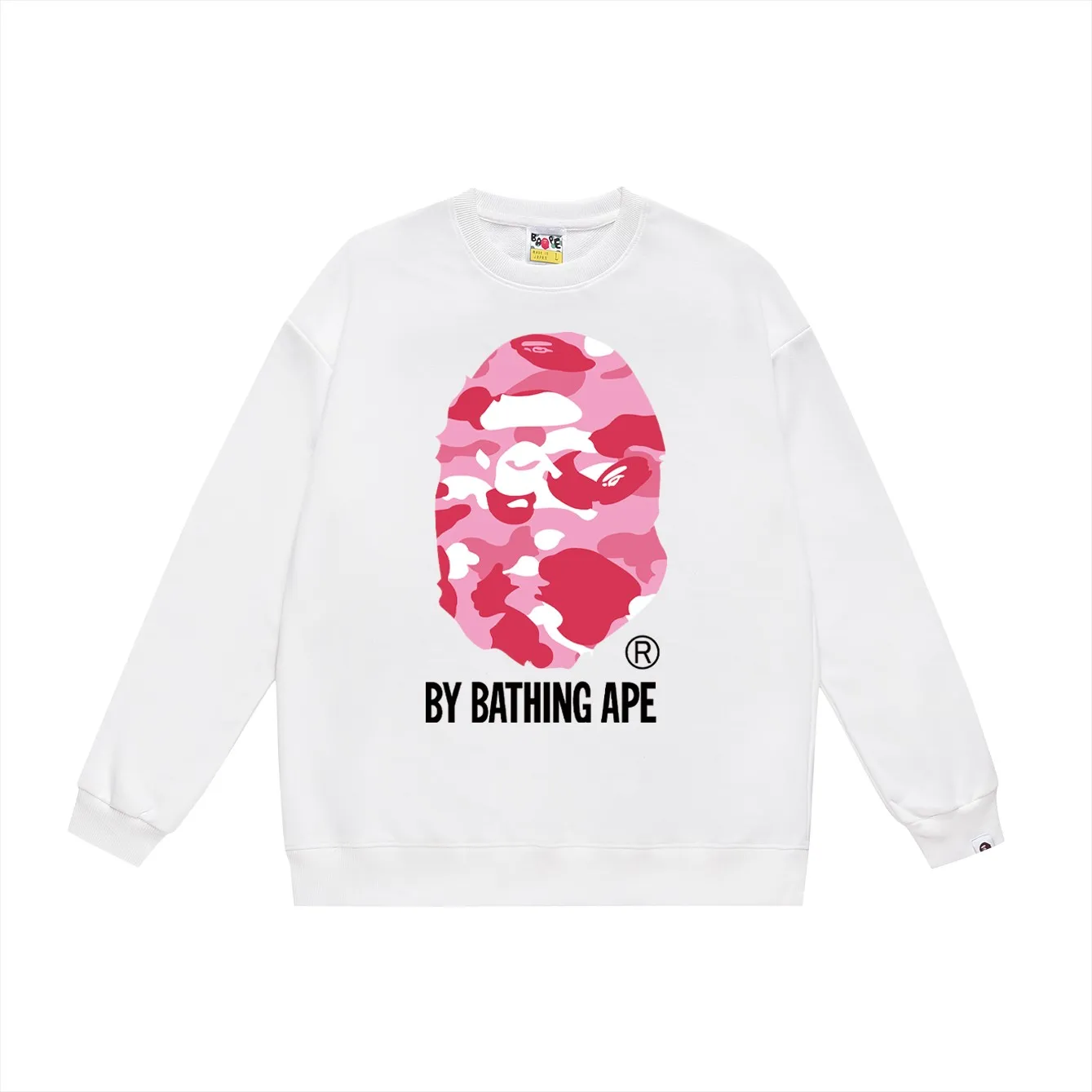 P150 model number SC455# terry 75 plus velvet 80 (top version) BAPE multi-color ape head pattern printed round neck sweatshirt. Made of 350g large terry (drop shoulder large version) fabric, soft texture and no pilling. Imported environmentally friendly printing glue. Bright and three-dimensional pattern. Quality 💥Same style for men and women. The upper body is trendy. Color: black pink, white pink, gray pink, black green, white green, gray green, black red, white red, gray red. Black and blue White and blue Gray and blue Black and purple White and purple Gray and purple Size: S M L XL XXL