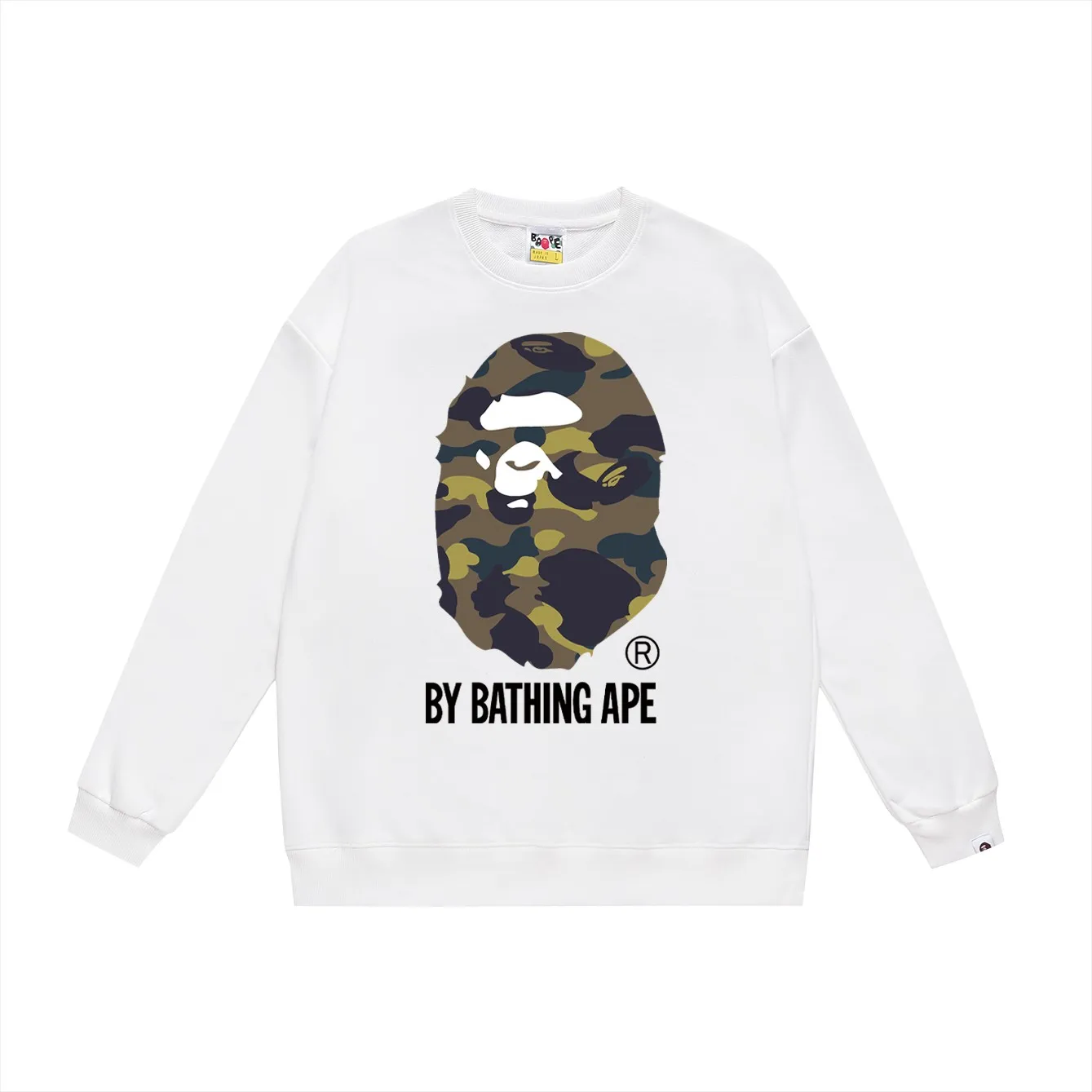 P150 model number SC455# terry 75 plus velvet 80 (top version) BAPE multi-color ape head pattern printed round neck sweatshirt. Made of 350g large terry (drop shoulder large version) fabric, soft texture and no pilling. Imported environmentally friendly printing glue. Bright and three-dimensional pattern. Quality 💥Same style for men and women. The upper body is trendy. Color: black pink, white pink, gray pink, black green, white green, gray green, black red, white red, gray red. Black and blue White and blue Gray and blue Black and purple White and purple Gray and purple Size: S M L XL XXL