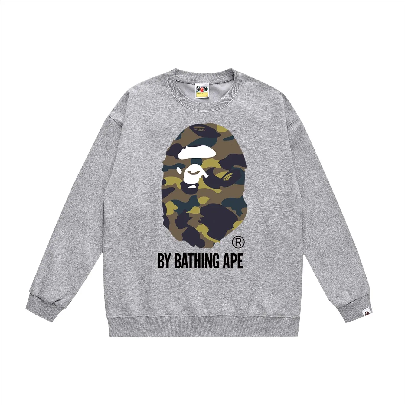 P150 model number SC455# terry 75 plus velvet 80 (top version) BAPE multi-color ape head pattern printed round neck sweatshirt. Made of 350g large terry (drop shoulder large version) fabric, soft texture and no pilling. Imported environmentally friendly printing glue. Bright and three-dimensional pattern. Quality 💥Same style for men and women. The upper body is trendy. Color: black pink, white pink, gray pink, black green, white green, gray green, black red, white red, gray red. Black and blue White and blue Gray and blue Black and purple White and purple Gray and purple Size: S M L XL XXL