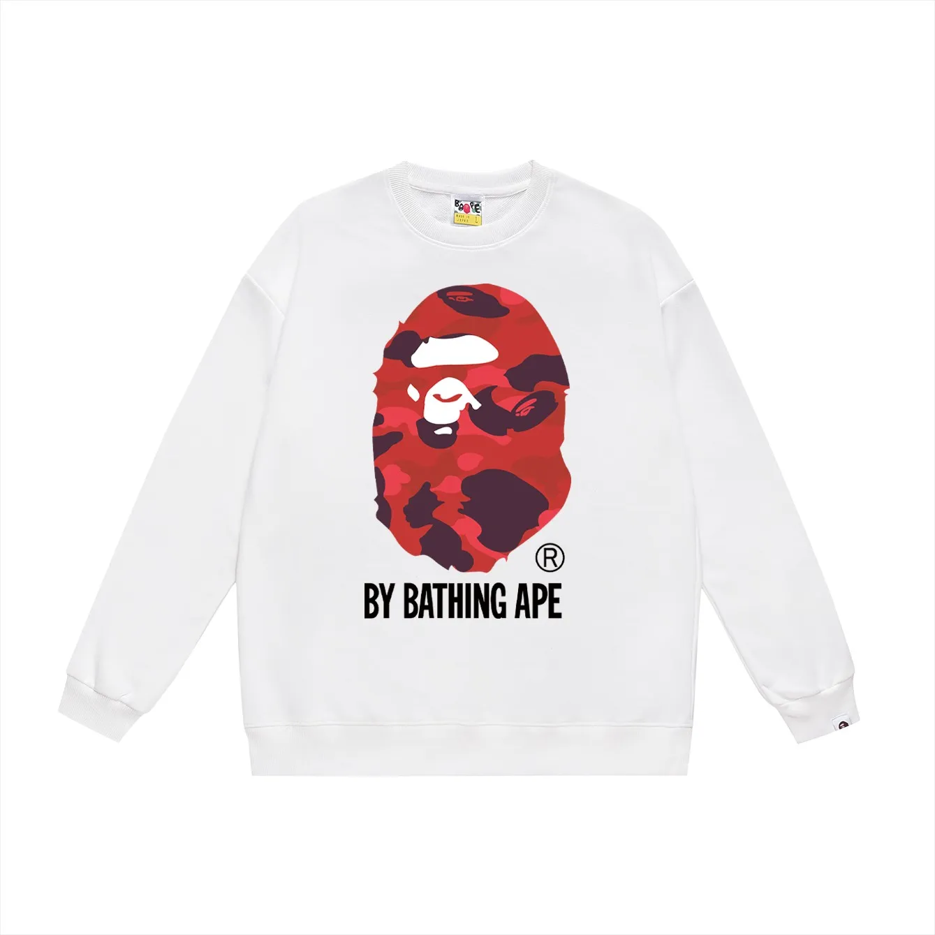 P150 model number SC455# terry 75 plus velvet 80 (top version) BAPE multi-color ape head pattern printed round neck sweatshirt. Made of 350g large terry (drop shoulder large version) fabric, soft texture and no pilling. Imported environmentally friendly printing glue. Bright and three-dimensional pattern. Quality 💥Same style for men and women. The upper body is trendy. Color: black pink, white pink, gray pink, black green, white green, gray green, black red, white red, gray red. Black and blue White and blue Gray and blue Black and purple White and purple Gray and purple Size: S M L XL XXL
