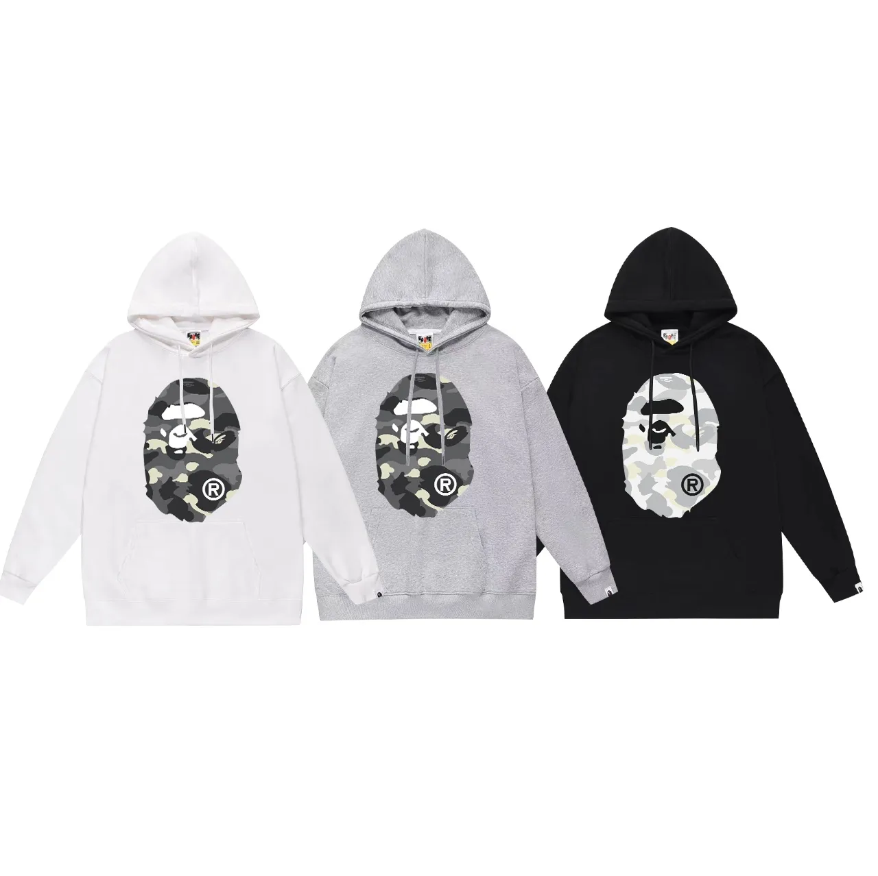 Model No. SC646# terry p160 plus velvet p180💰 (top version) BAPE great ape letter printed hooded sweatshirt Made of 380g large terry 430g silver fox velvet (drop shoulder large version) fabric, soft and non-pilling, imported environmentally friendly printing glue, bright and three-dimensional pattern, quality 💥same style for men and women, the upper body is trendy Color: black white gray Size: S M L XL XXL