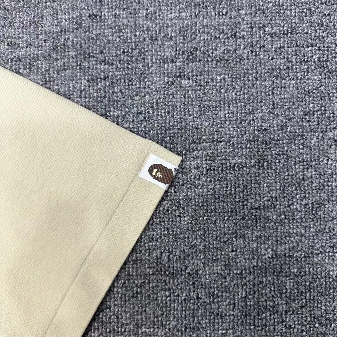 💰140 BAPE Ape Army letter pattern printed round neck short-sleeved T-shirt 280g weight linen cotton fabric Couple style: S-XXL [Black Apricot]