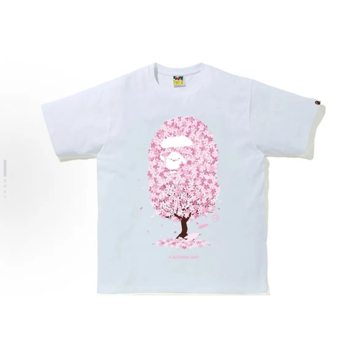 P110 001042 BAPE Sakura Tee SS20 Sakura limited ape short-sleeved T-shirt, same style for men and women, size smlxlxxl, black and white