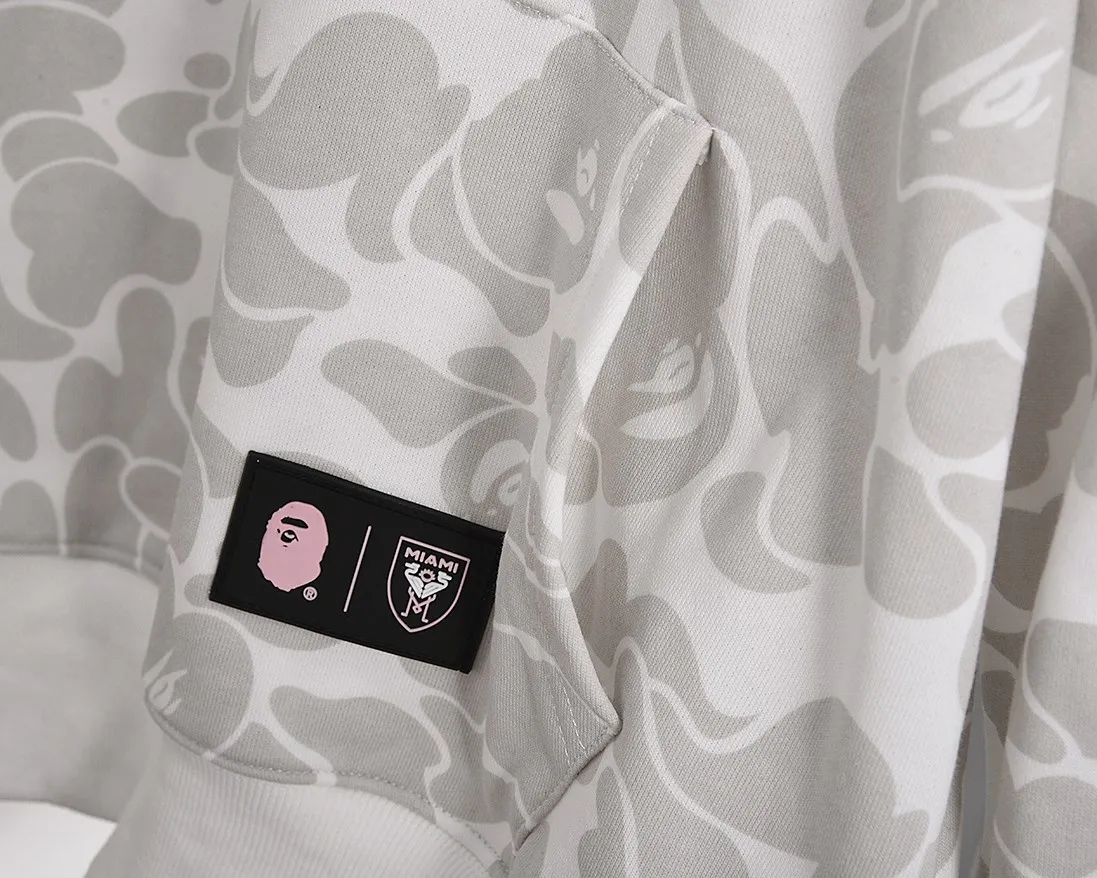 P200 Miami-Model B200 BAPE×inter MIAMI Messi joint Miami International multi-color camouflage hooded sweatshirt Color: black, white, pink Size: S M L XL XXL