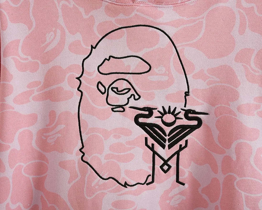 P200 Miami-Model B200 BAPE×inter MIAMI Messi joint Miami International multi-color camouflage hooded sweatshirt Color: black, white, pink Size: S M L XL XXL